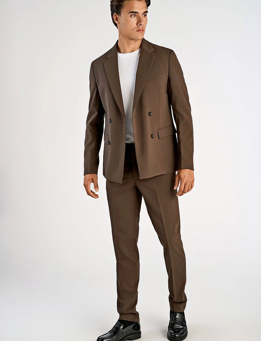 Lindbergh - Plain DB mens suit - normal length - zweireiher - deep brown - 0