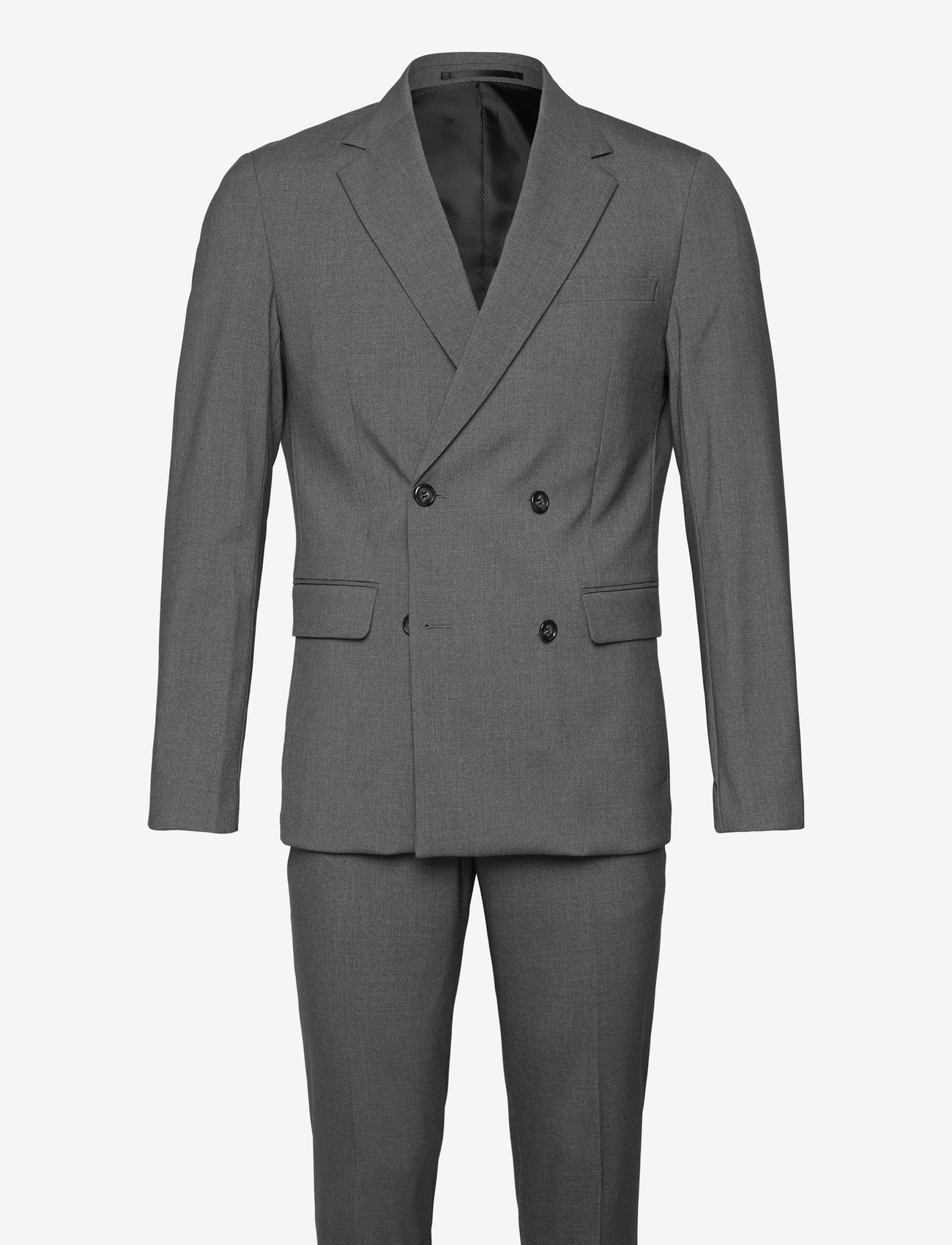 Lindbergh - Plain DB mens suit - normal lenght - dubbelknäppta kavajer - grey mix - 1
