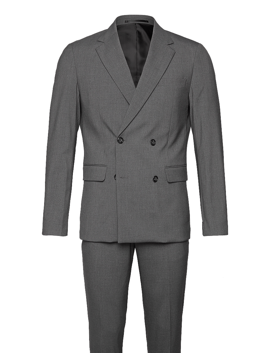 Lindbergh - Plain DB mens suit - normal length - dobbeltradede blazere - grey mix - 1