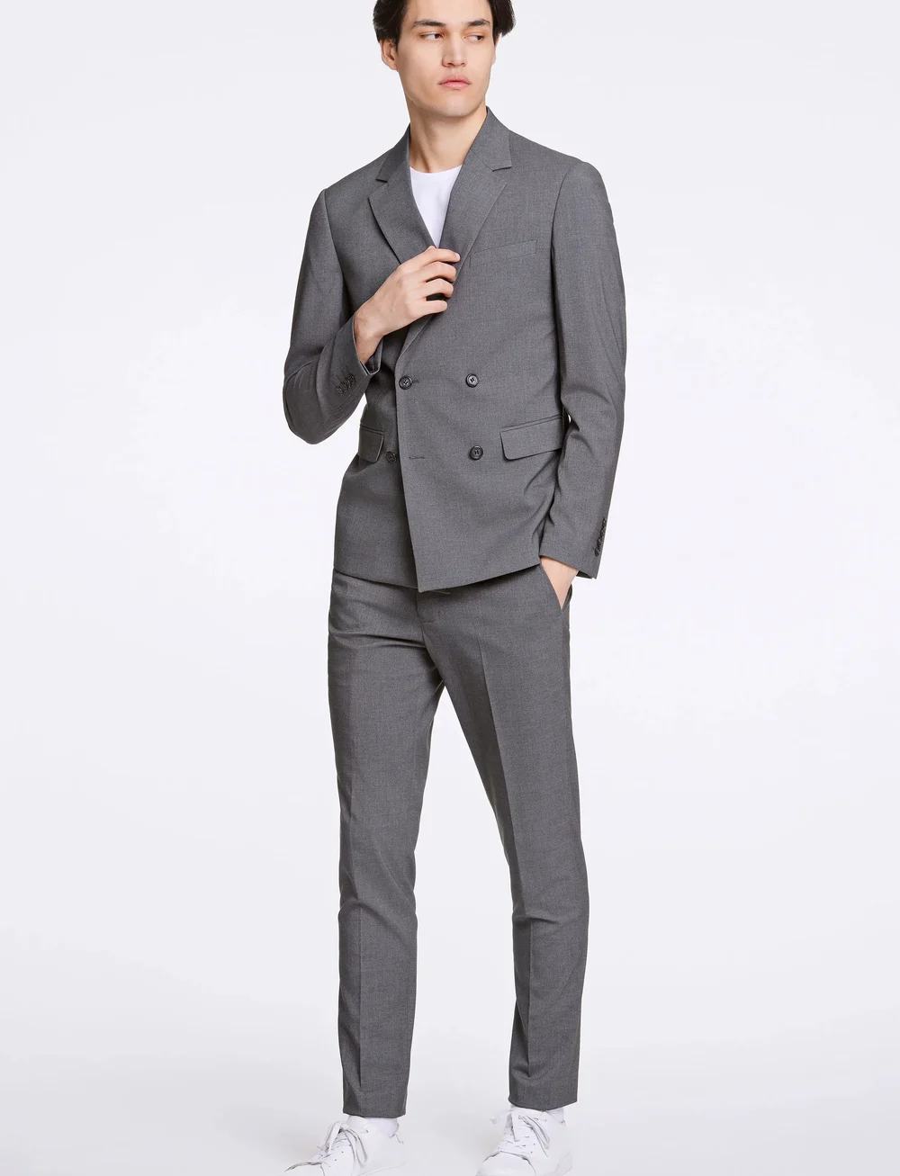 Lindbergh - Plain DB mens suit - normal length - kostymer - grey mix - 0