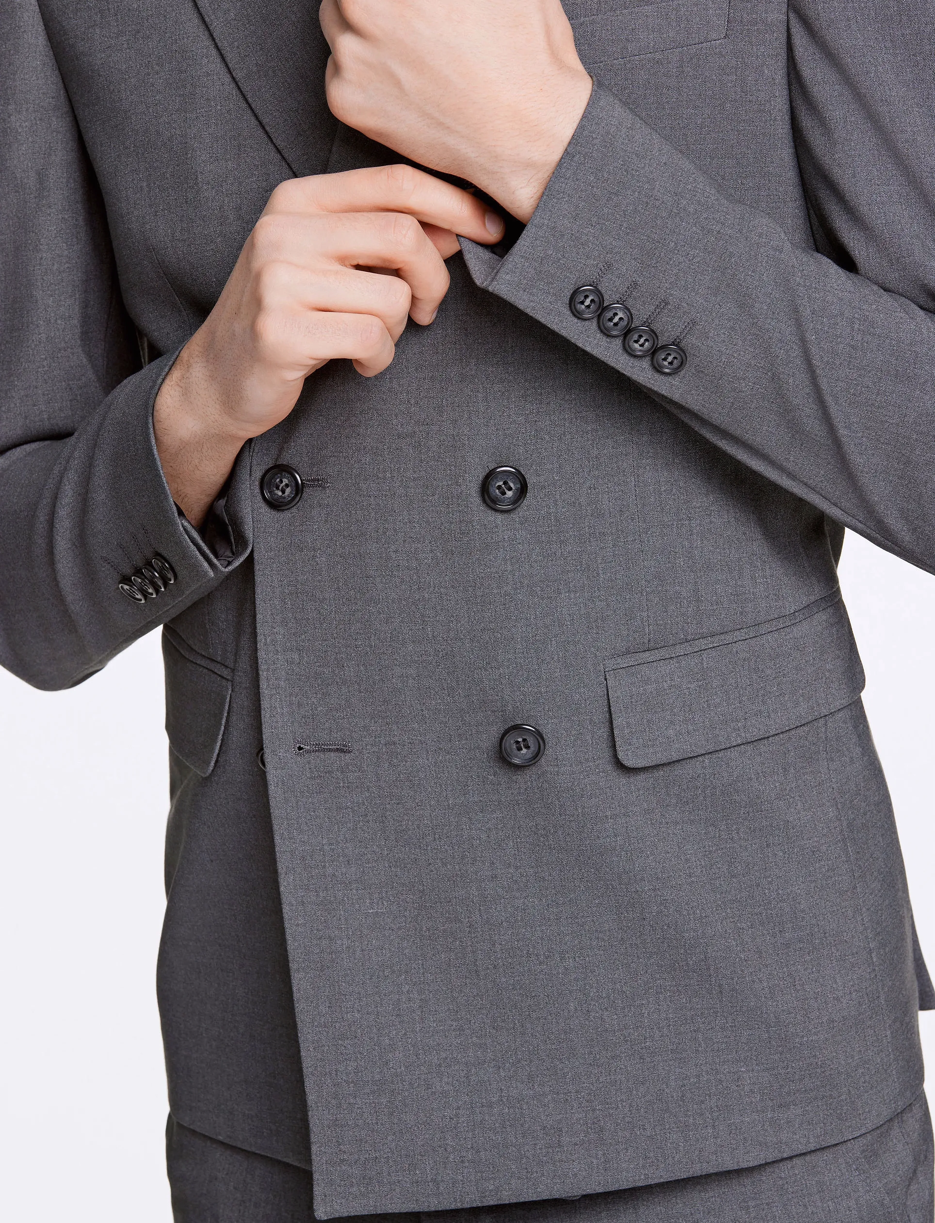 Lindbergh Plain DB mens suit - normal length - Streetstyle - GREY MIX / grey