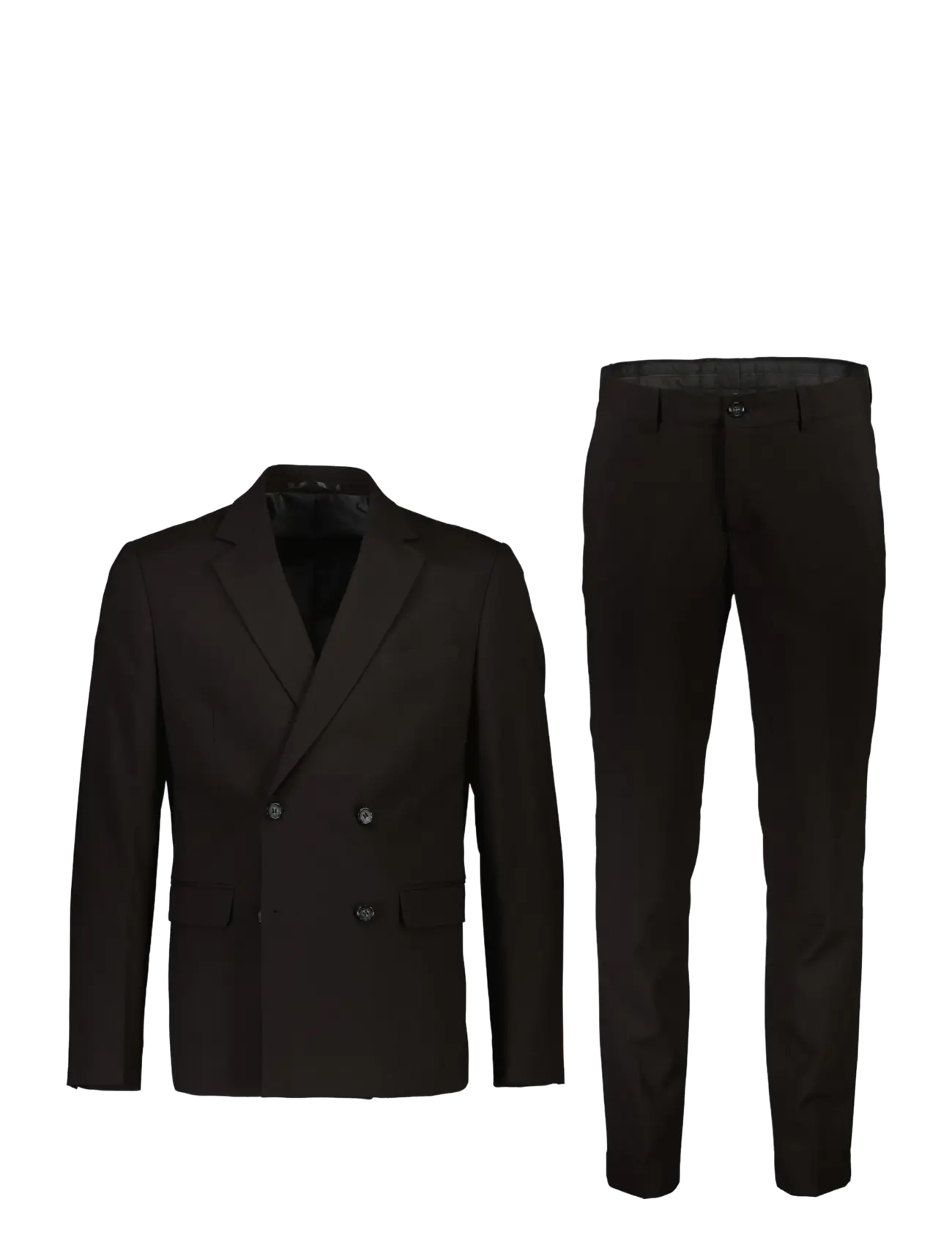 Lindbergh Plain DB mens suit - normal length - Kläder - JET BLACK / black