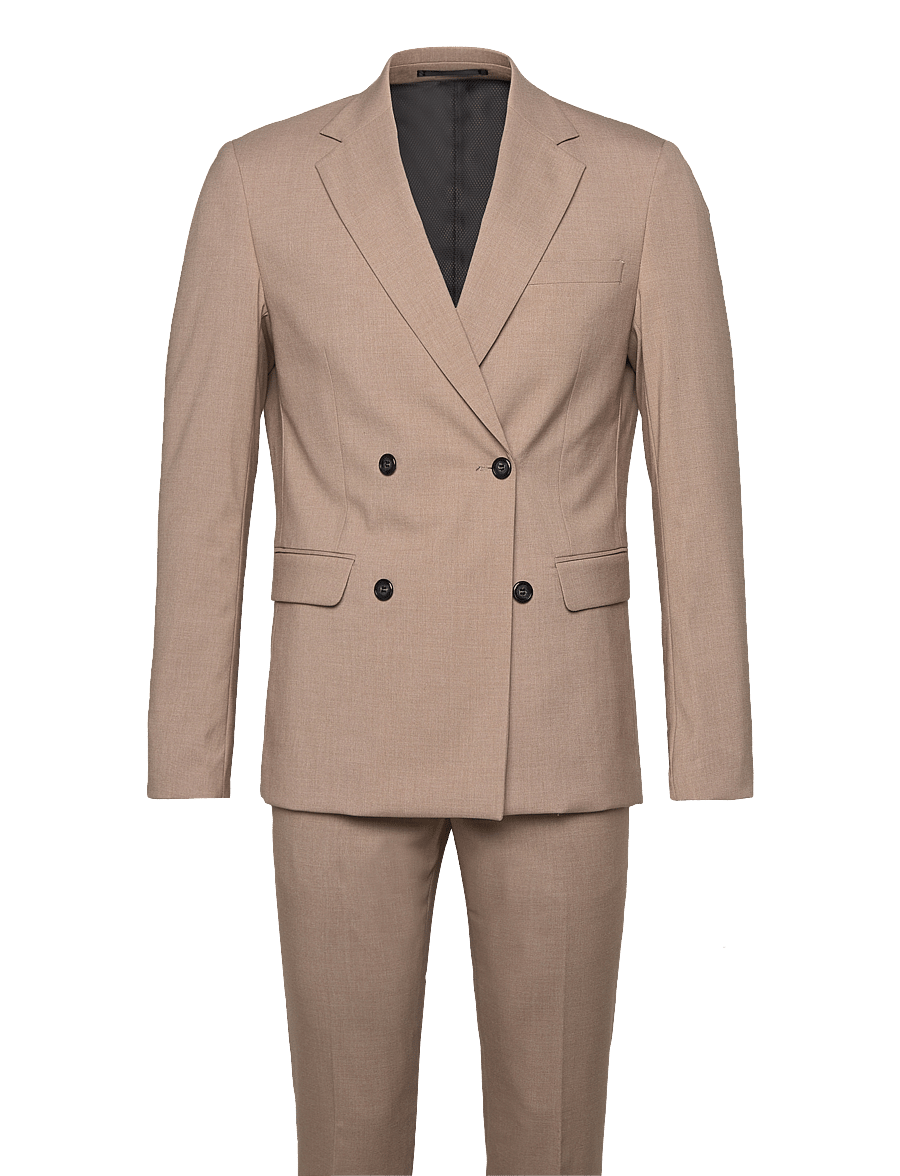 Lindbergh - Plain DB mens suit - normal length - zweireiher - lt beige mel - 1
