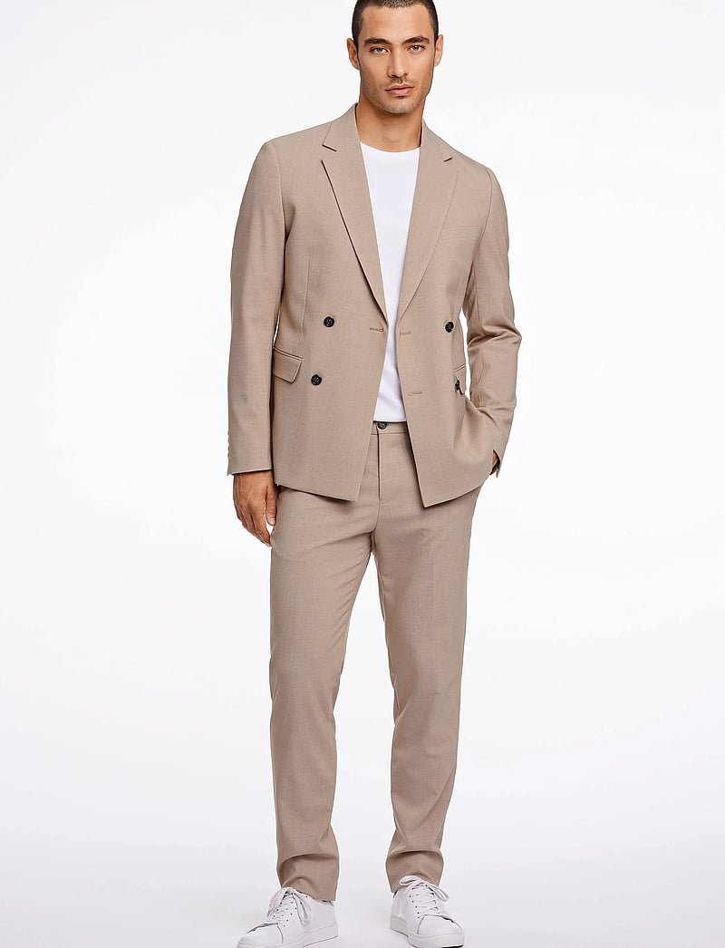 Lindbergh - Plain DB mens suit - normal length - zweireiher - lt beige mel - 0