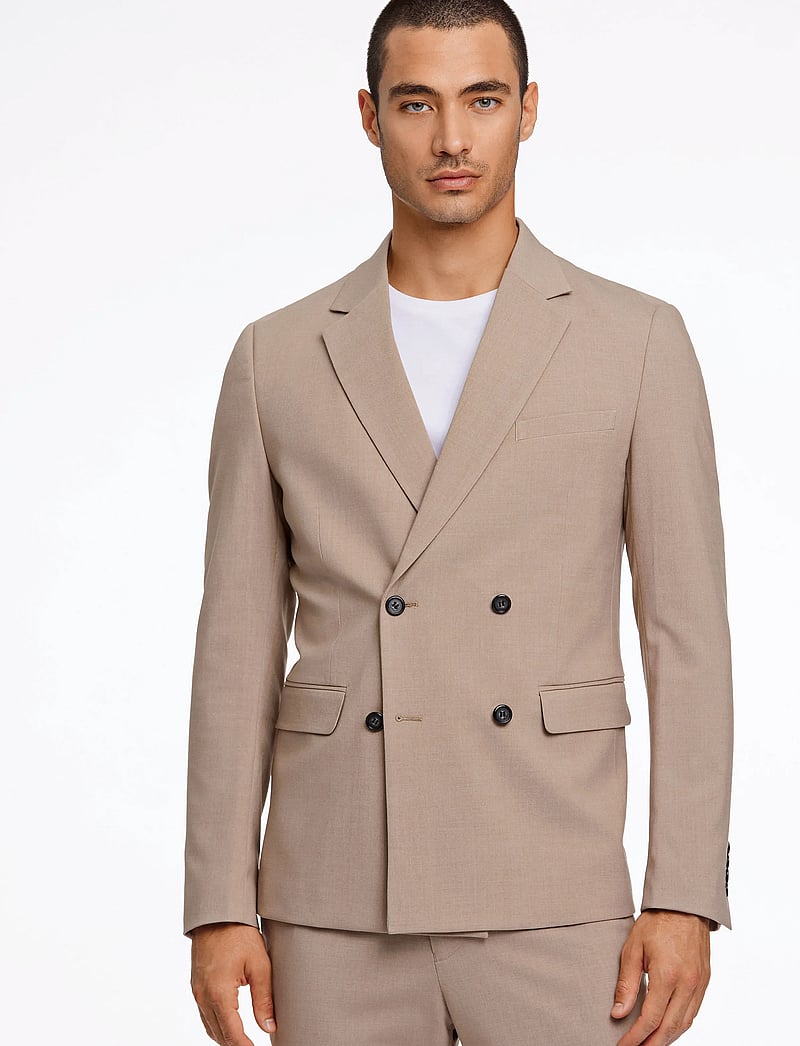 Lindbergh - Plain DB mens suit - normal length - zweireiher - lt beige mel - 5