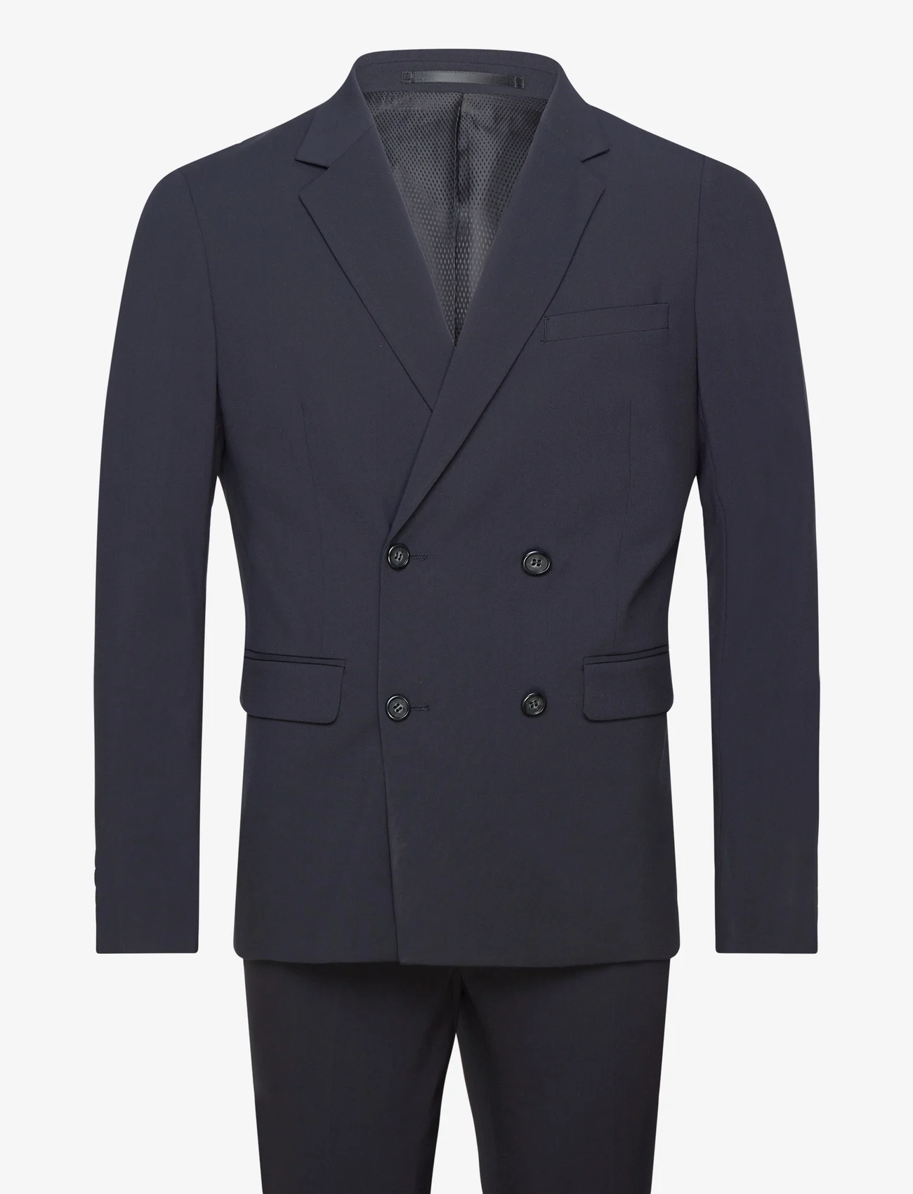 Lindbergh - Plain DB mens suit - normal lenght - double breasted suits - navy - 0