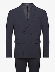 Lindbergh - Plain DB mens suit - normal lenght - double breasted suits - navy - 0