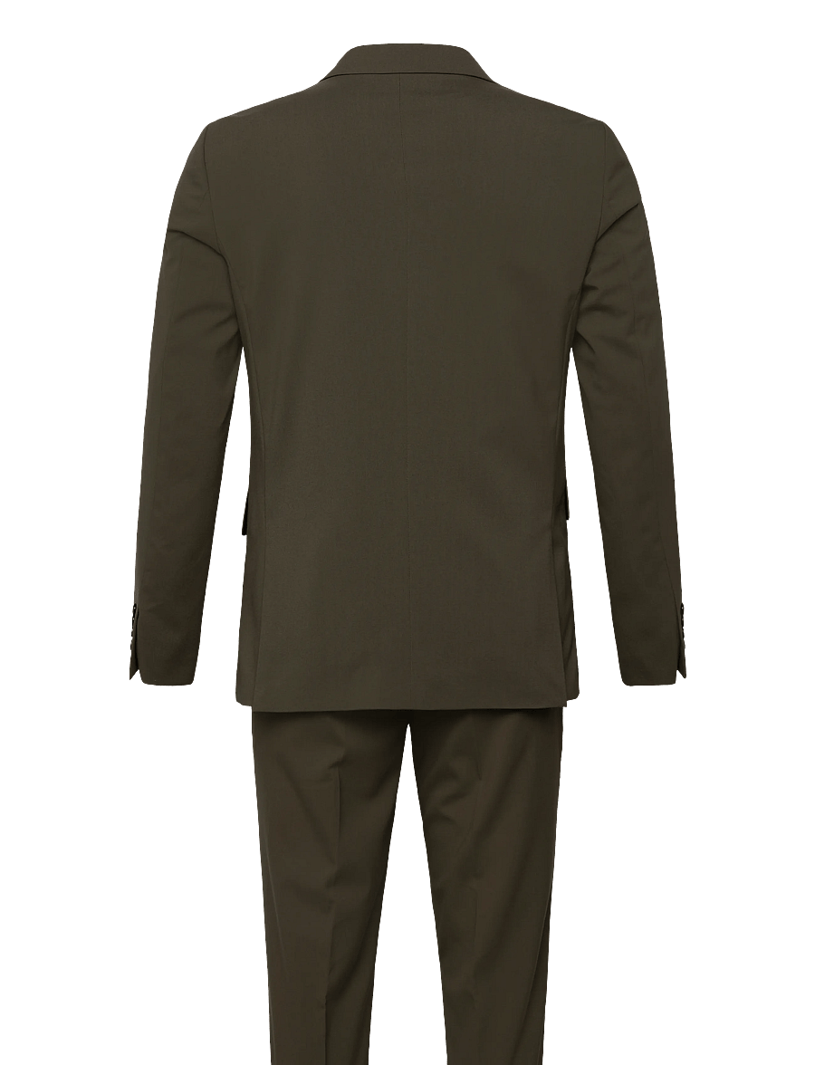 Lindbergh - Plain DB mens suit - normal length - dobeltkneppede blazere - olive - 2