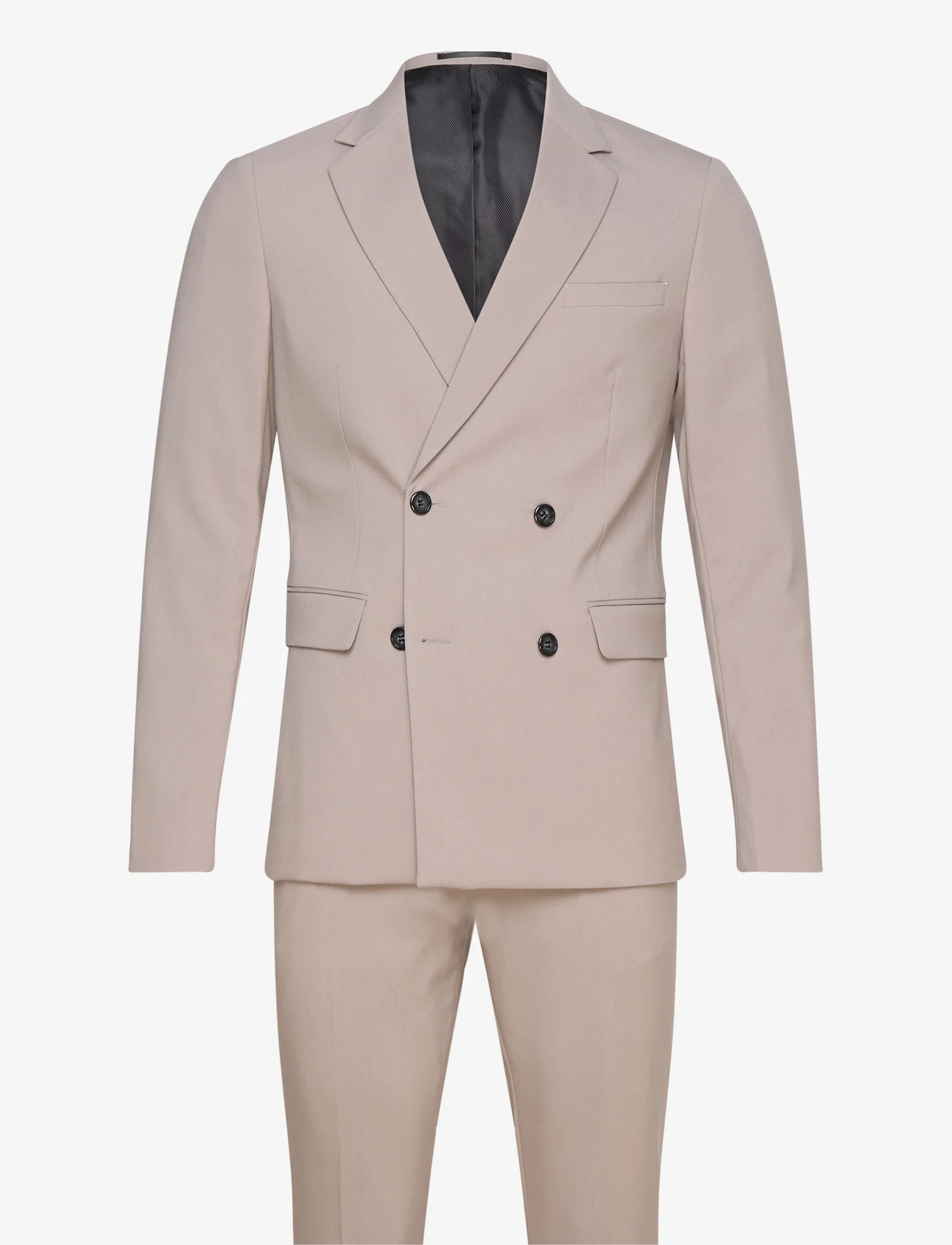 Lindbergh - Plain DB mens suit - normal lenght - double breasted suits - sand - 0