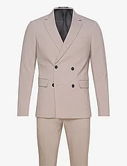 Lindbergh - Plain DB mens suit - normal lenght - double breasted suits - sand - 0