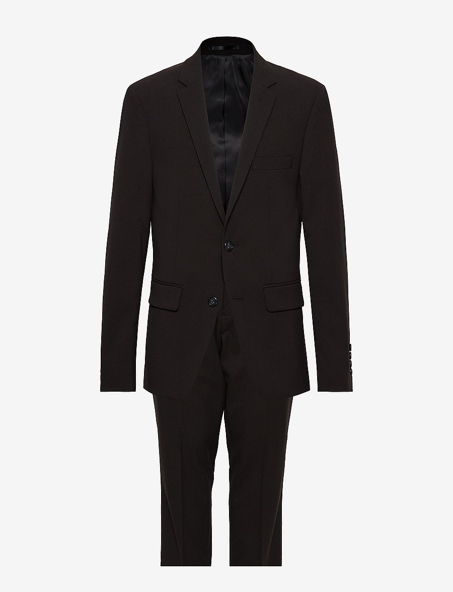 Lindbergh - Plain mens suit - normal length - single breasted blazers - black - 1