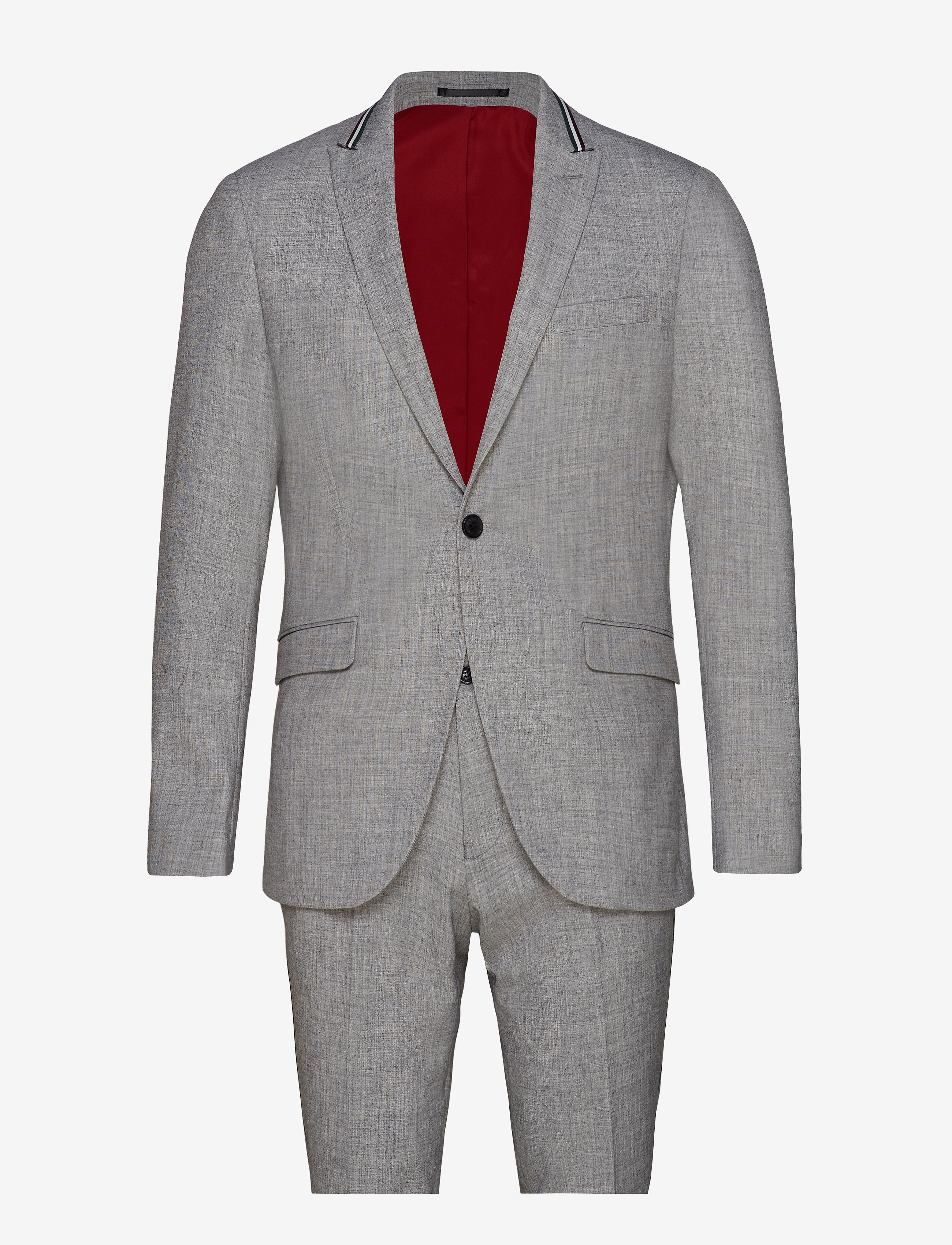 Lindbergh - Melange suit w. contrast tape - grey mel - 1