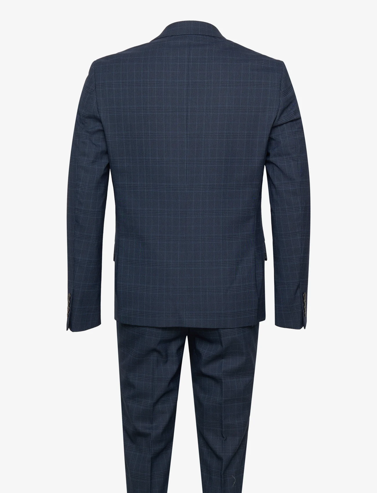 Lindbergh - Checked suit - blazer + pants - dobbeltradede jakkesæt - blue check - 1