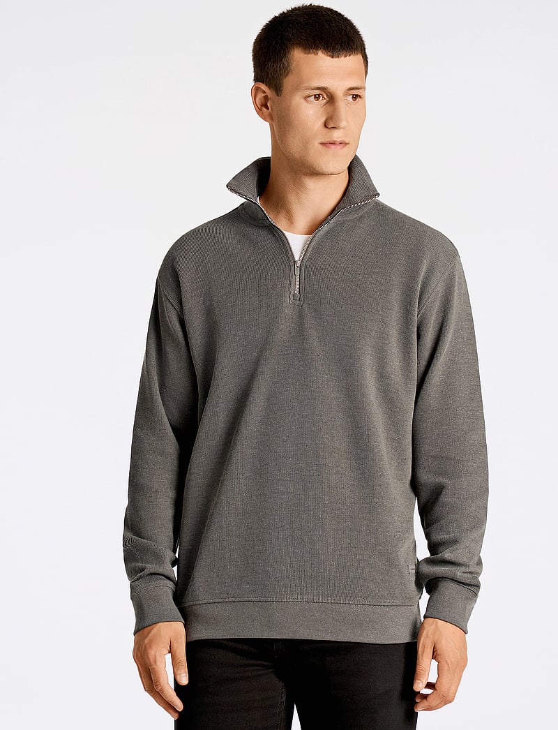 Lindbergh - Half zip sweat - kollektioner - dk grey mel - 0