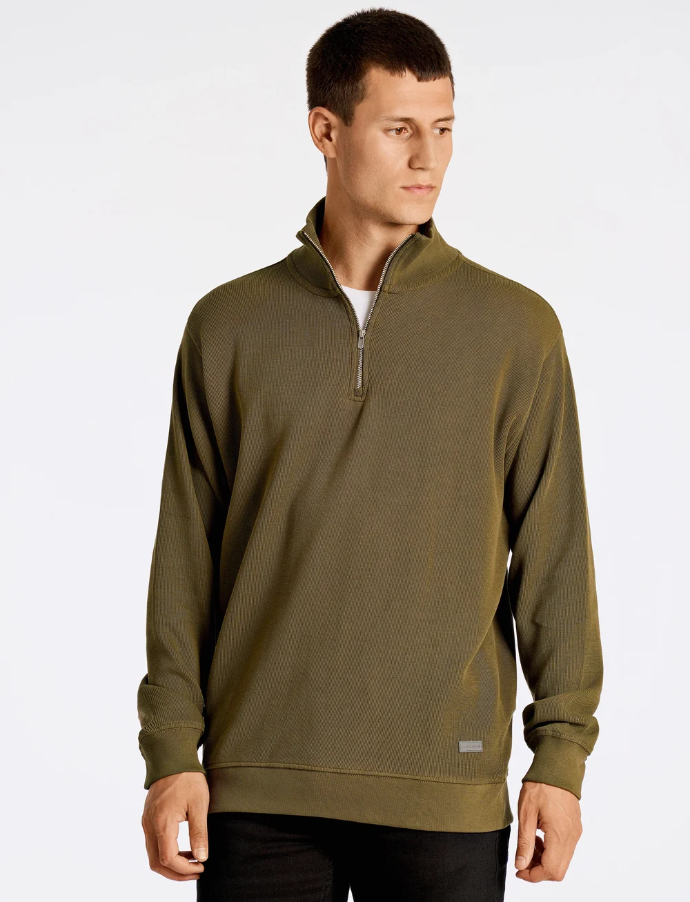 Lindbergh - Half zip sweat - kollektioner - olive - 0