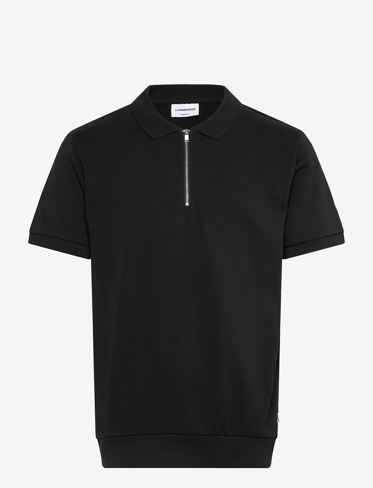 Lindbergh - Jersey pique with. zip S/S - kortärmade pikéer - black - 1