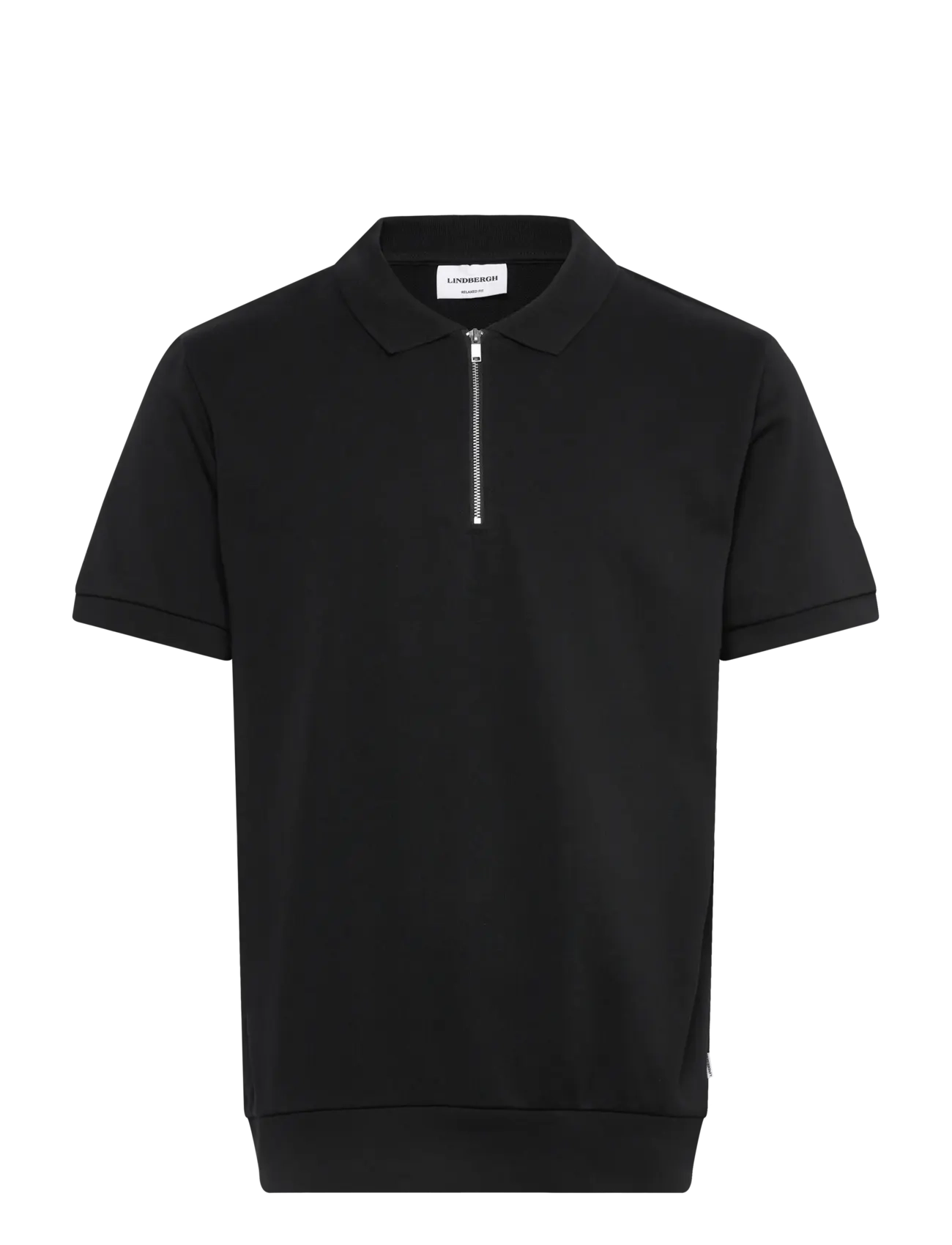 Lindbergh Jersey pique with. zip S/S - Kortärmade pikéer - BLACK / black