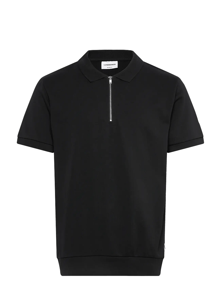 Lindbergh - Jersey pique with. zip S/S - korte mouwen - black - 1