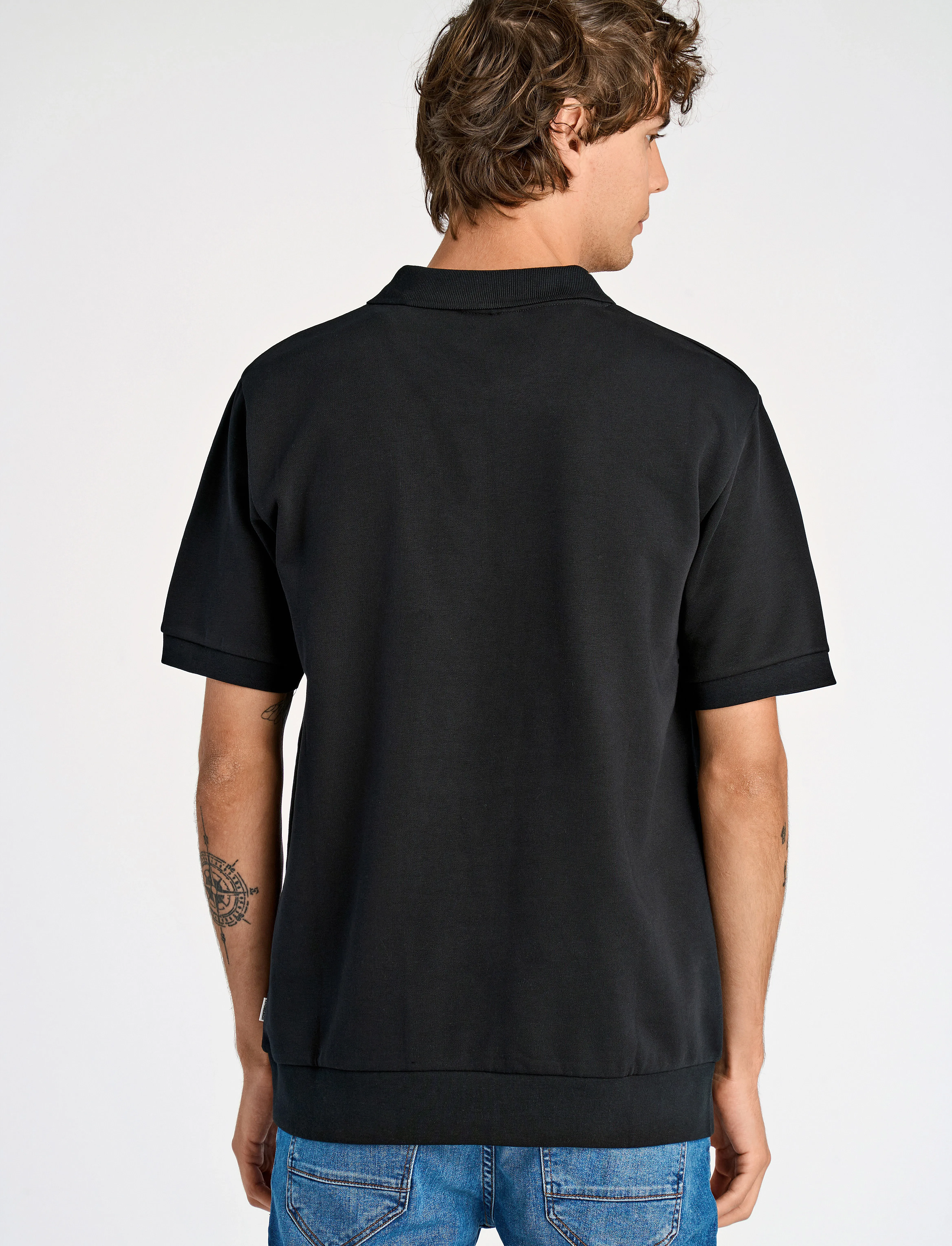 Lindbergh - Jersey pique with. zip S/S - short-sleeved polos - black - 3