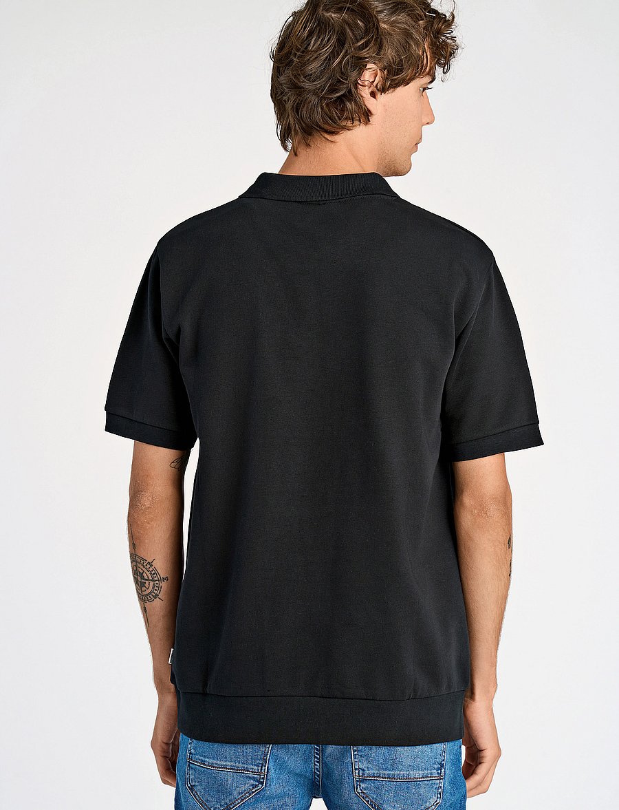 Lindbergh - Jersey pique with. zip S/S - korte mouwen - black - 3