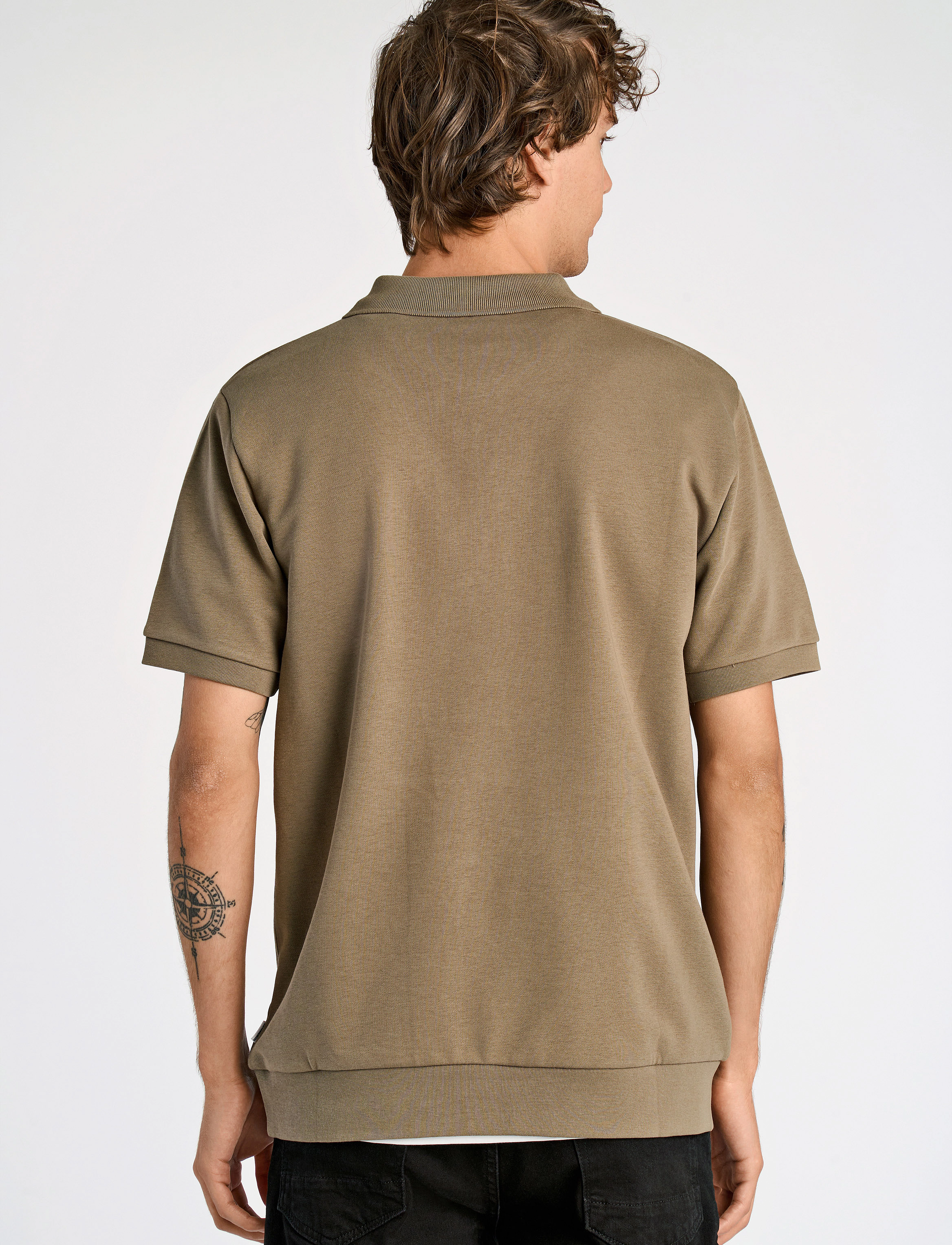 Lindbergh - Jersey pique with. zip S/S - kurzärmelig - dk stone - 3