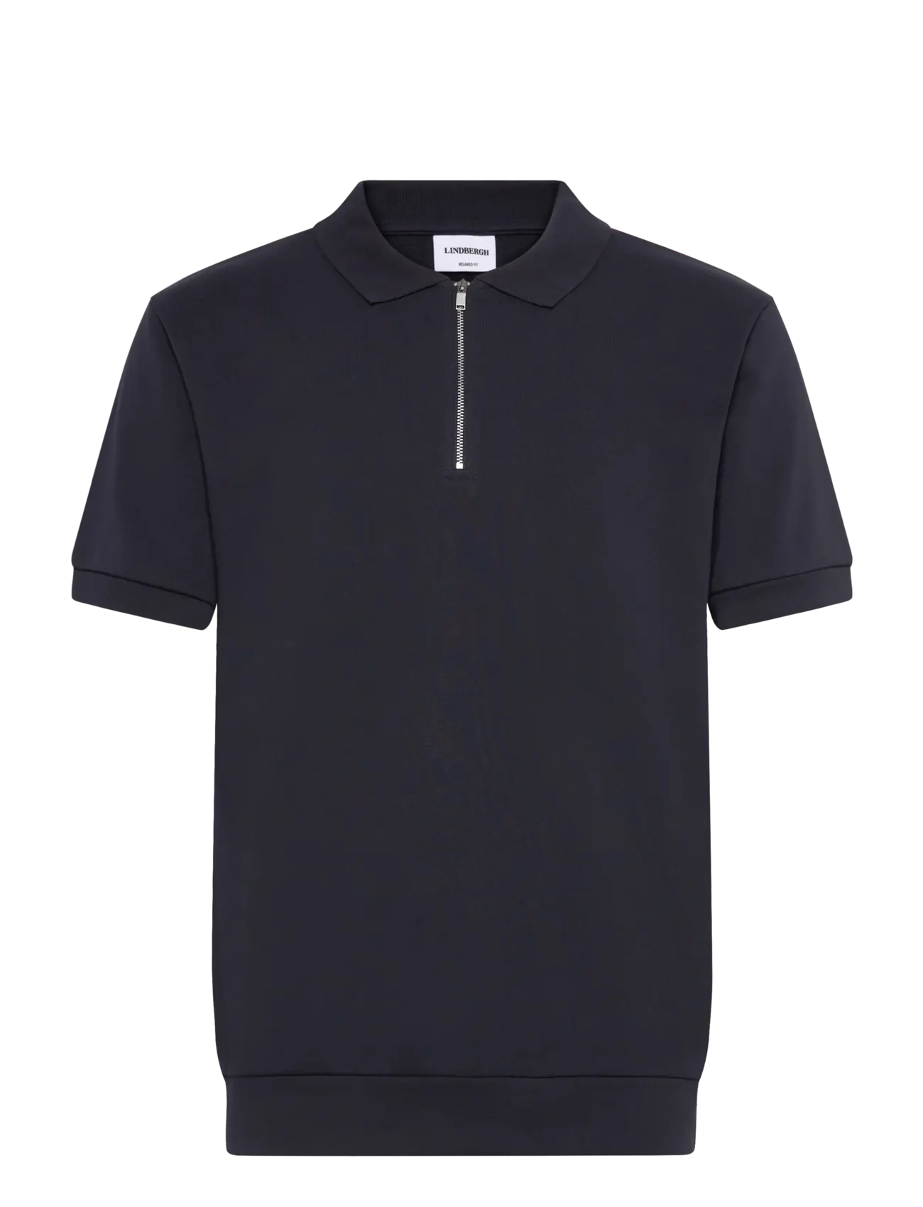 Lindbergh Jersey pique with. zip S/S - Kläder - NAVY / navy