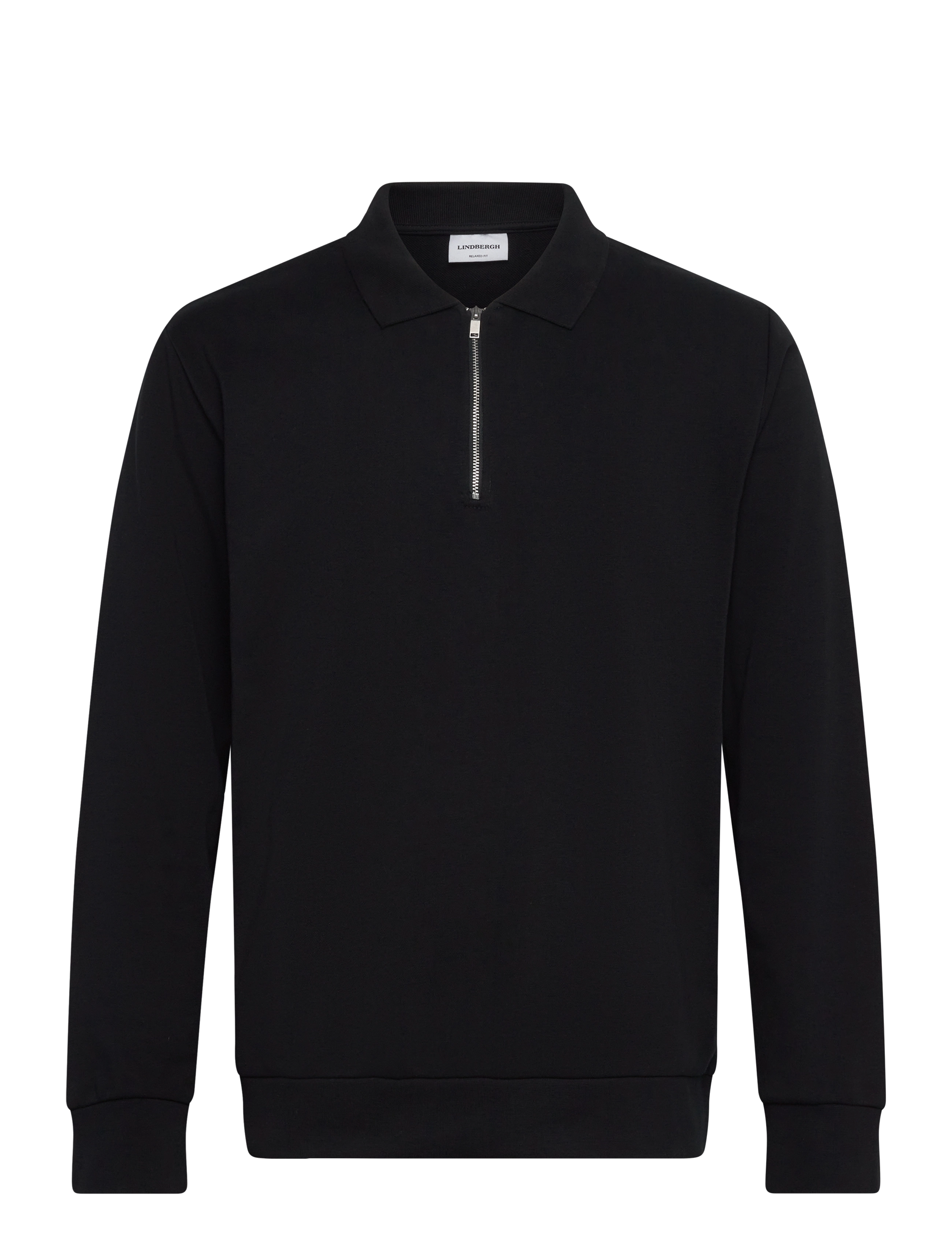 Lindbergh Jersey pique w zip L/S - Sweaters en hoodies - BLACK / black