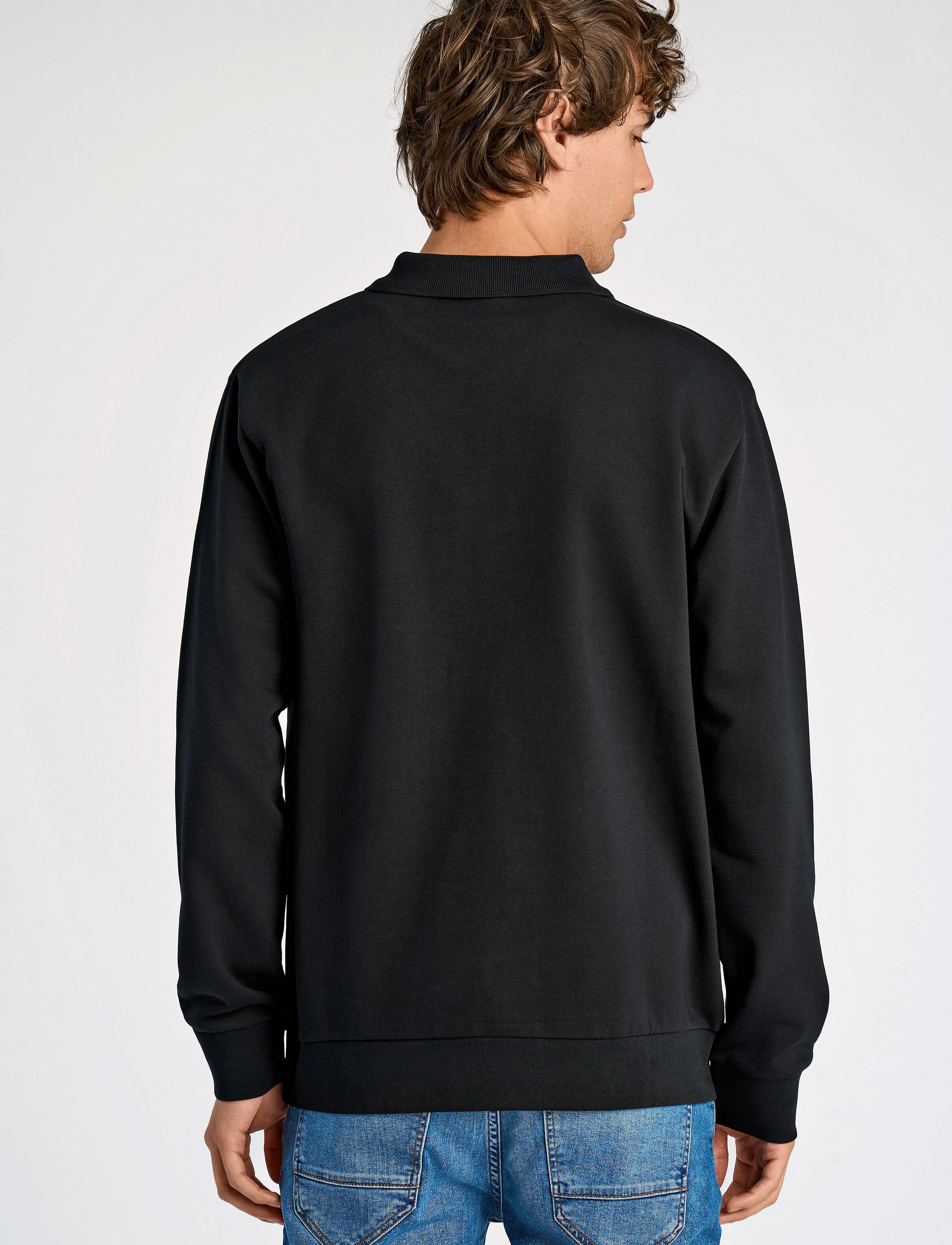 Lindbergh - Jersey pique w zip L/S - vacation essentials - black - 3