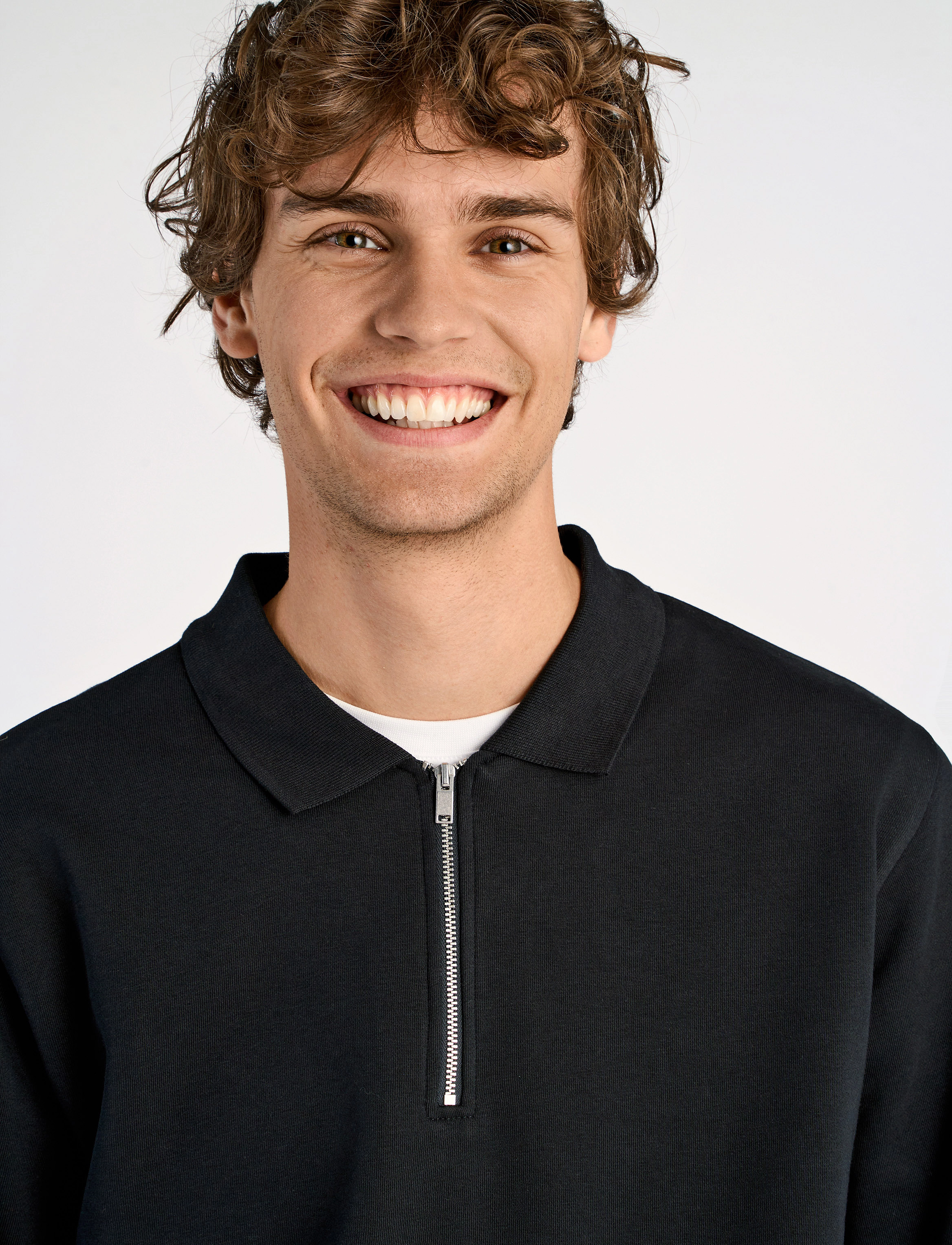 Lindbergh - Jersey pique w zip L/S - vacation essentials - black - 5