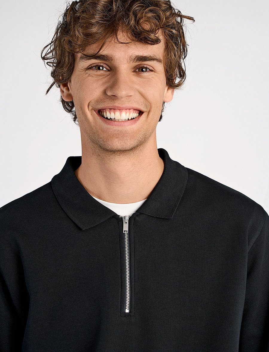 Lindbergh - Jersey pique w zip L/S - urlaubsfavoriten - black - 5