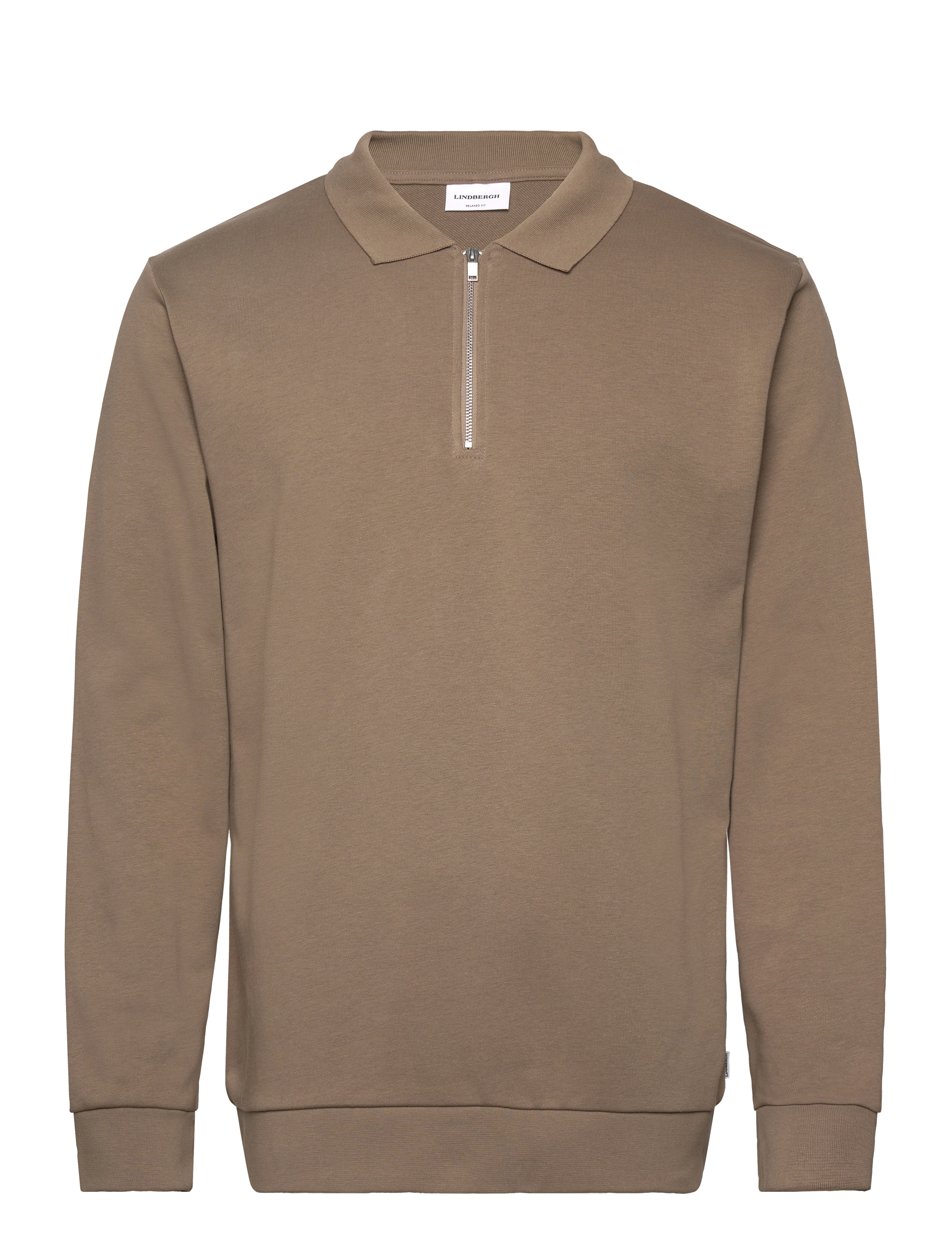 Lindbergh - Jersey pique w zip L/S - urlaubsfavoriten - dk stone - 1