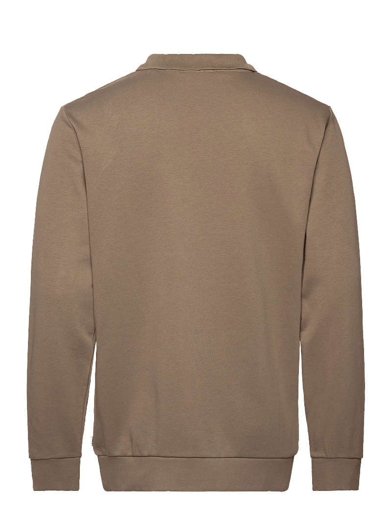 Lindbergh - Jersey pique w zip L/S - kollektionen - dk stone - 2