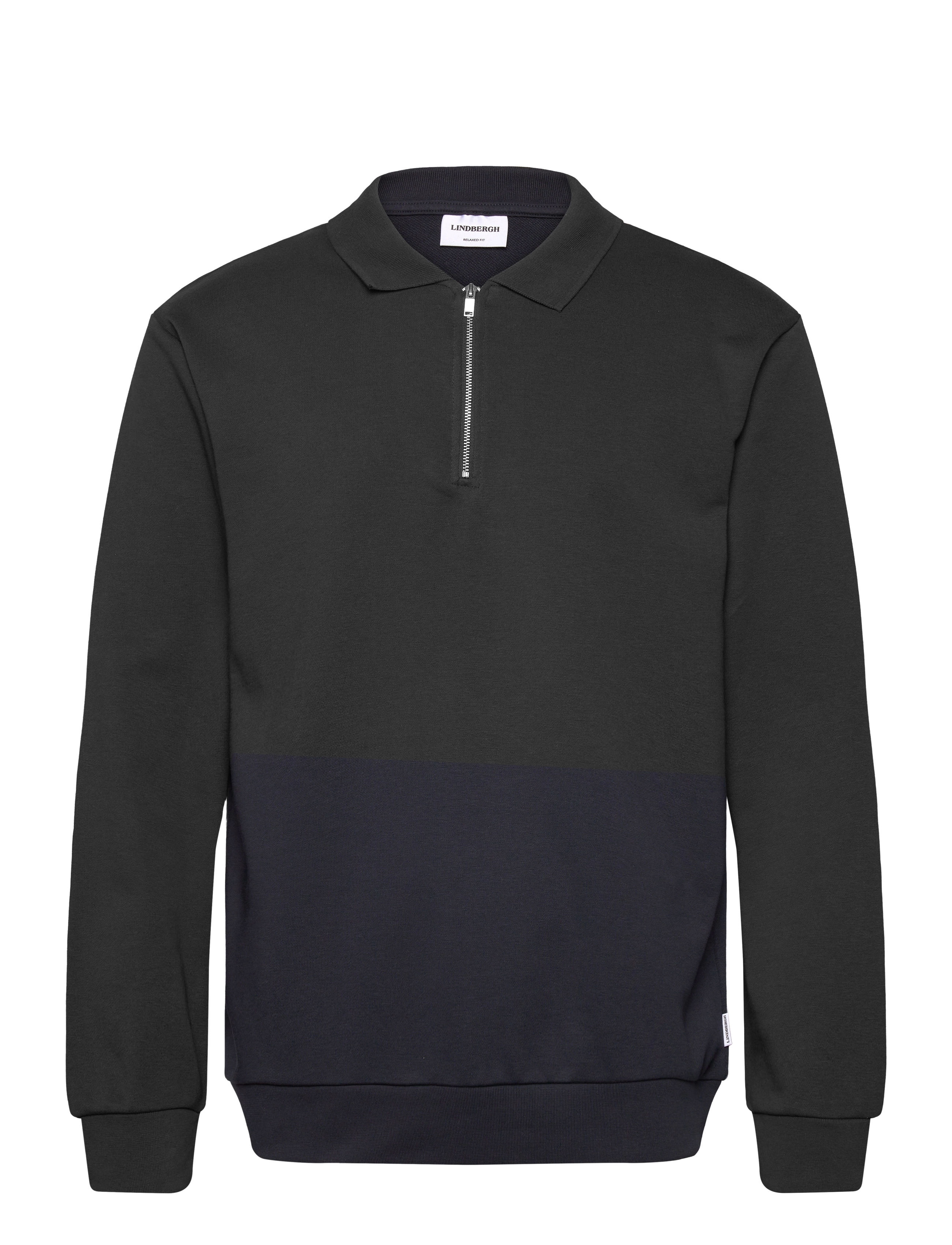 Lindbergh Jersey pique w zip L/S - Lindbergh - NAVY / navy