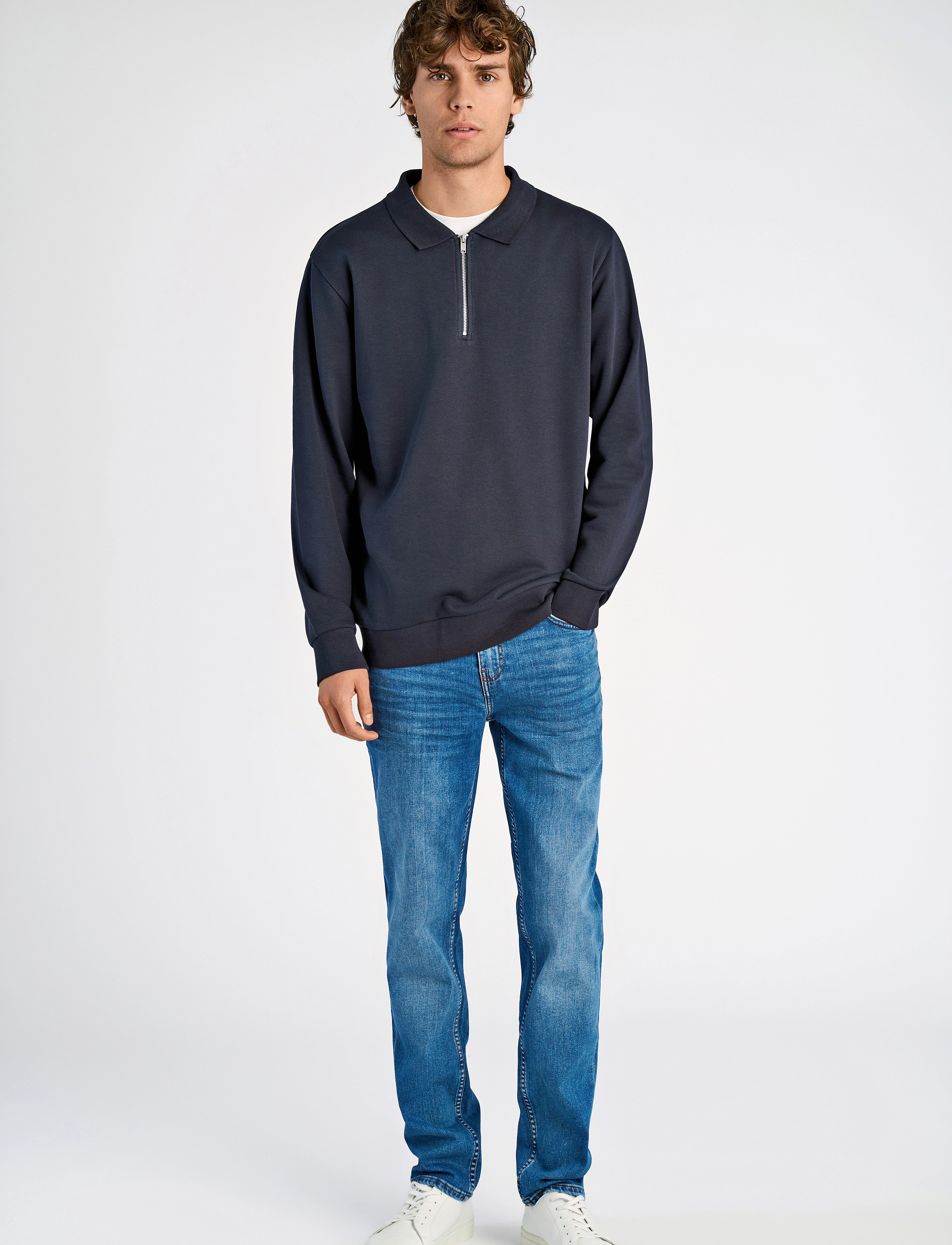 Lindbergh - Jersey pique w zip L/S - collegepaidat - navy - 4