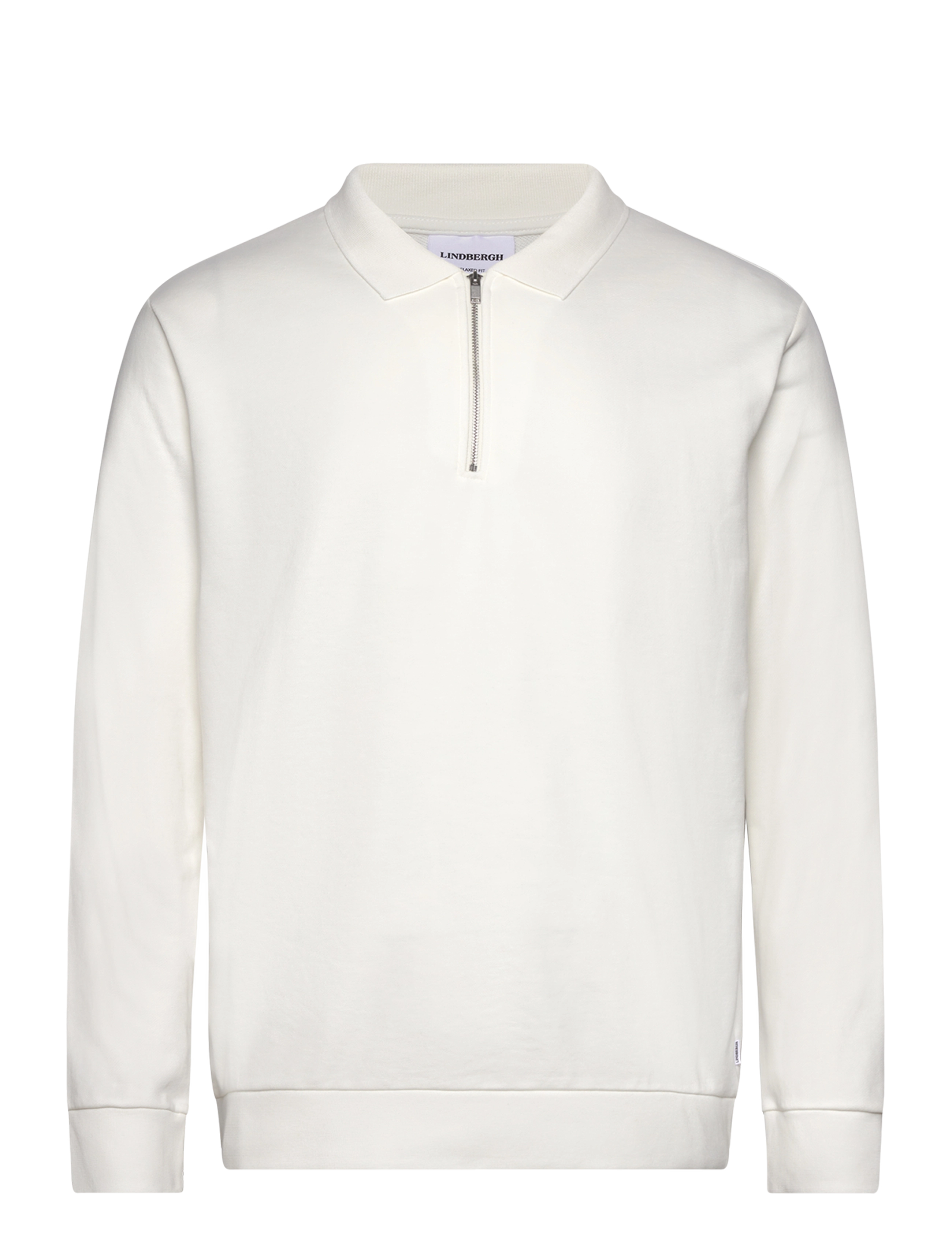 Lindbergh Jersey pique w zip L/S - Lindbergh - OFF WHITE / white