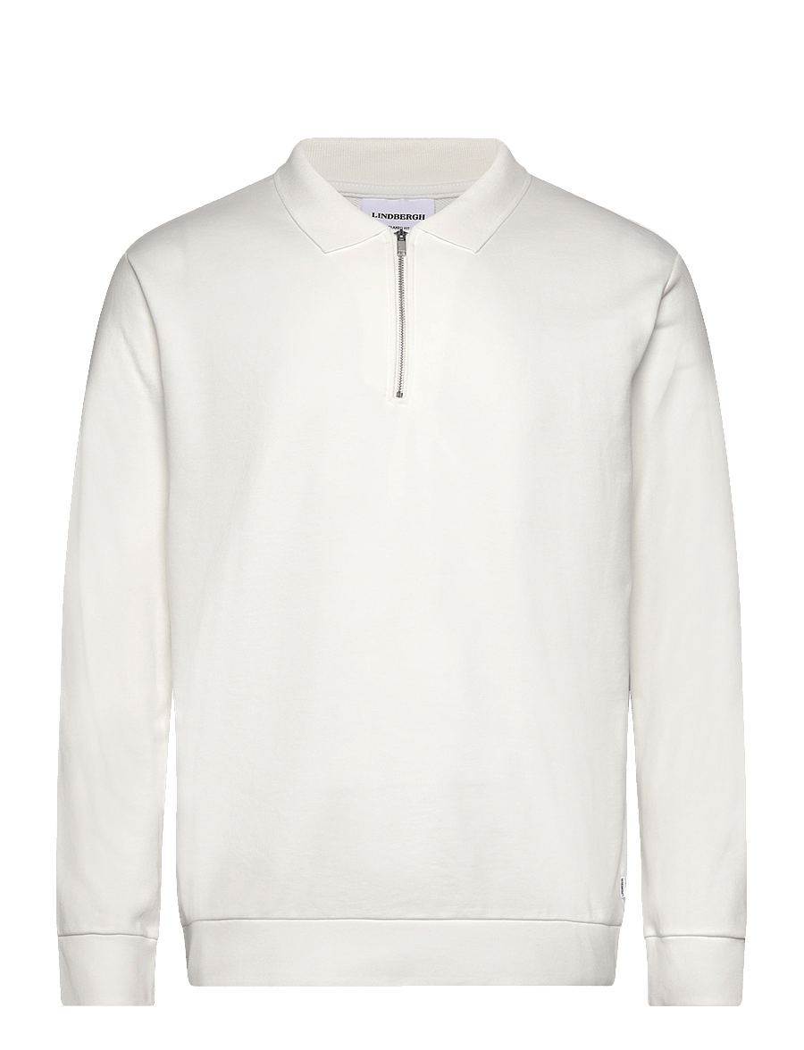 Lindbergh - Jersey pique w zip L/S - swetry - off white - 1