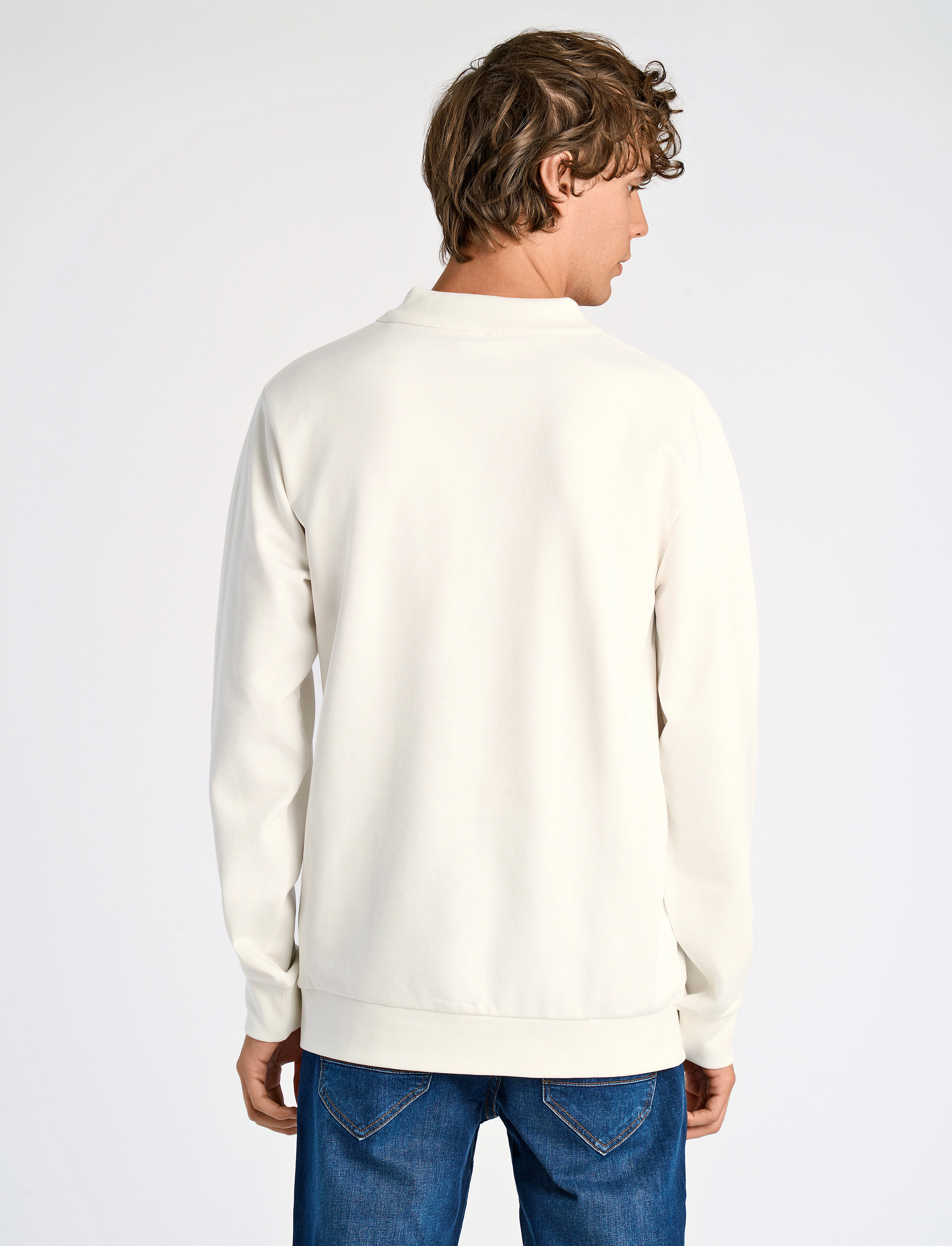 Lindbergh - Jersey pique w zip L/S - swetry - off white - 3