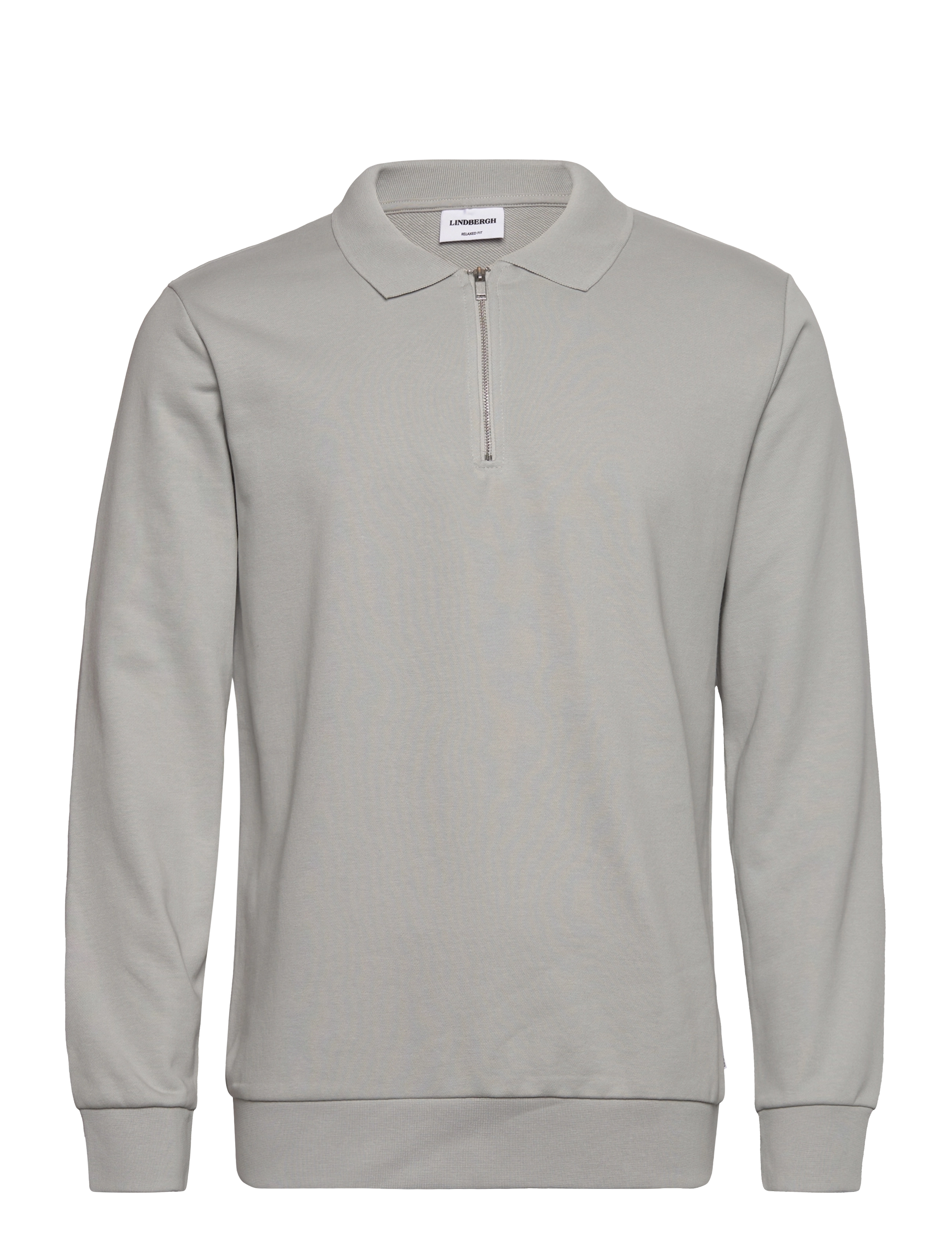Lindbergh Jersey pique w zip L/S - Lindbergh - SOFT GREY / grey