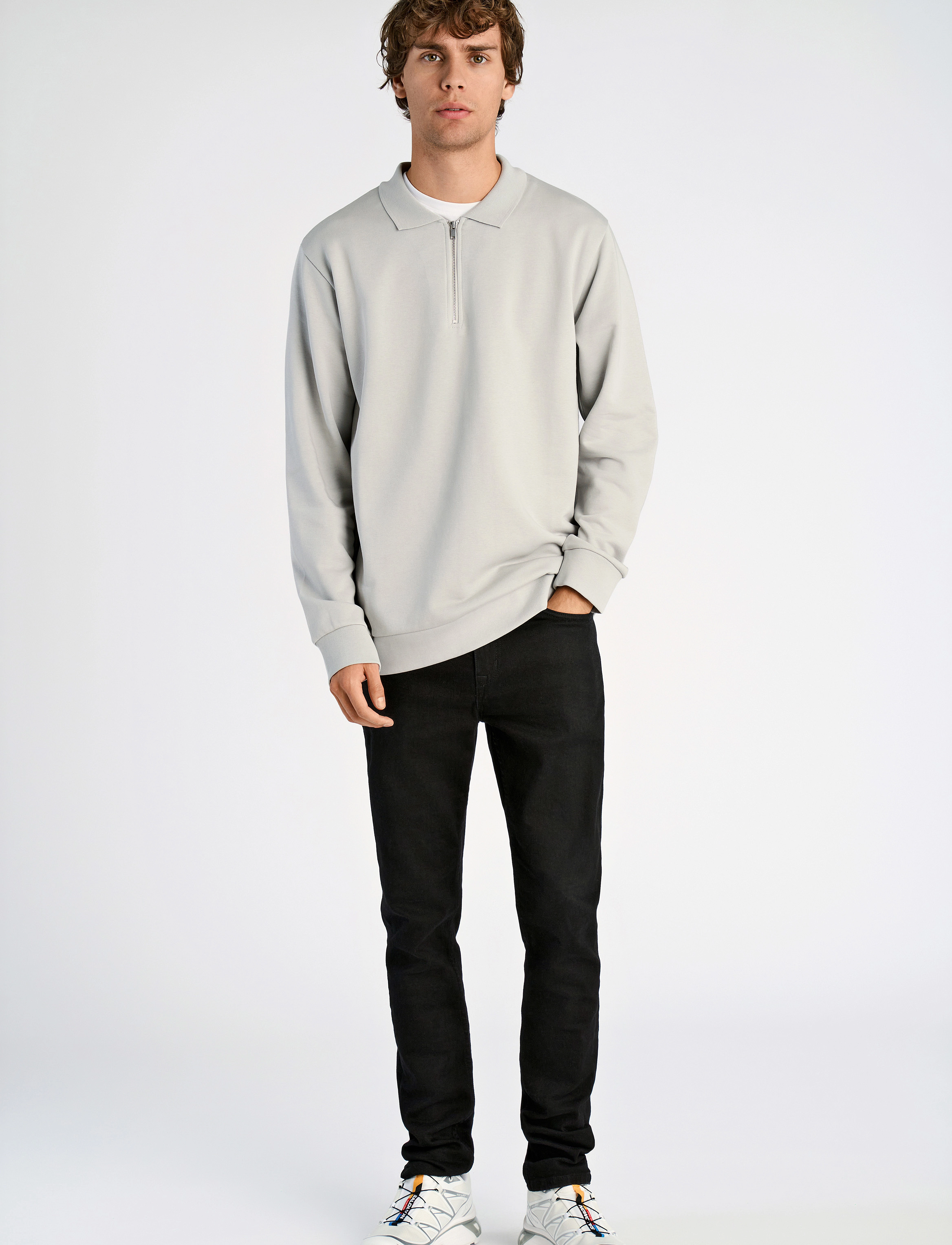 Lindbergh - Jersey pique w zip L/S - svarīgi brīvdienās - soft grey - 4