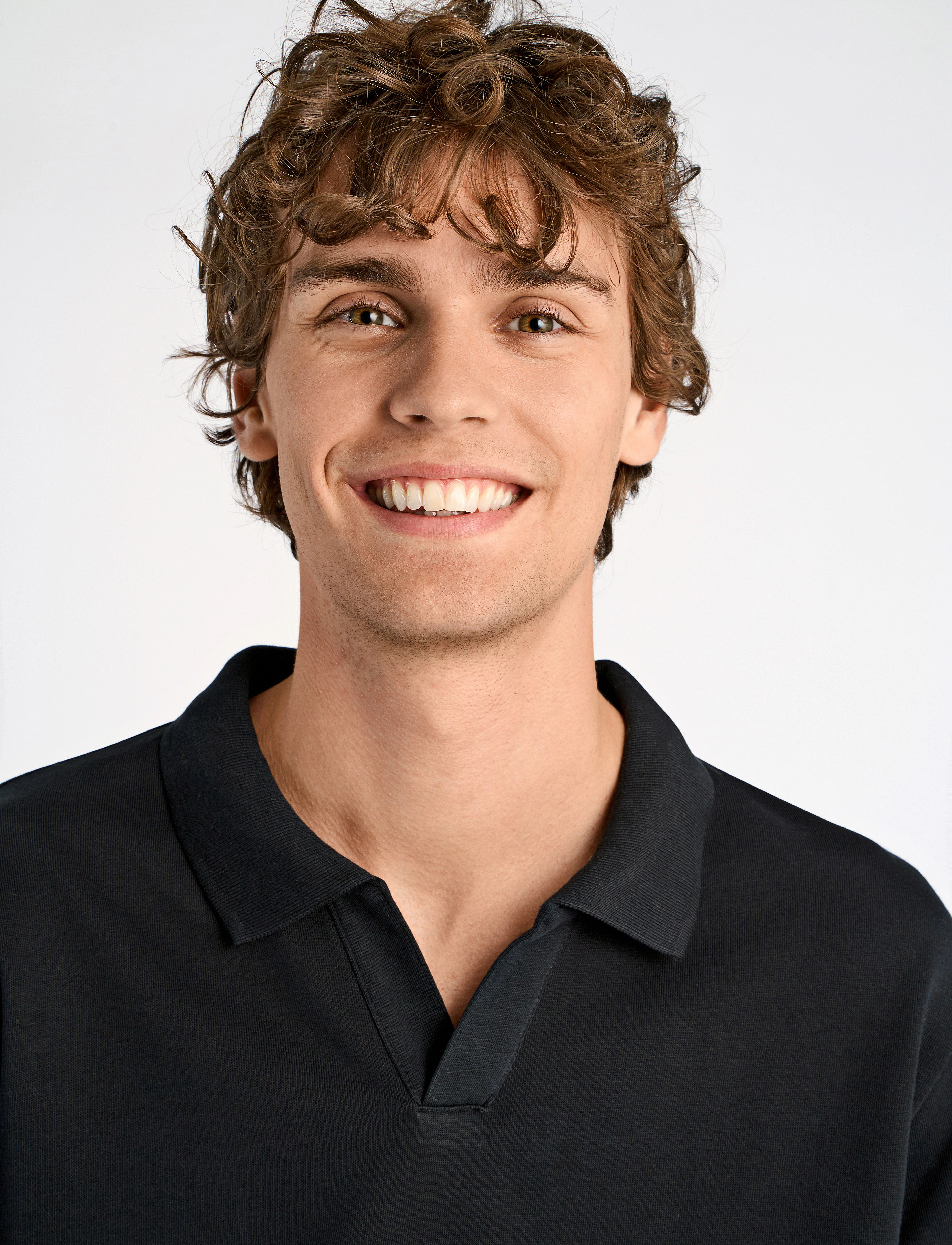 Lindbergh - Jersey split neck w. collar L/ - long-sleeved polos - black - 5