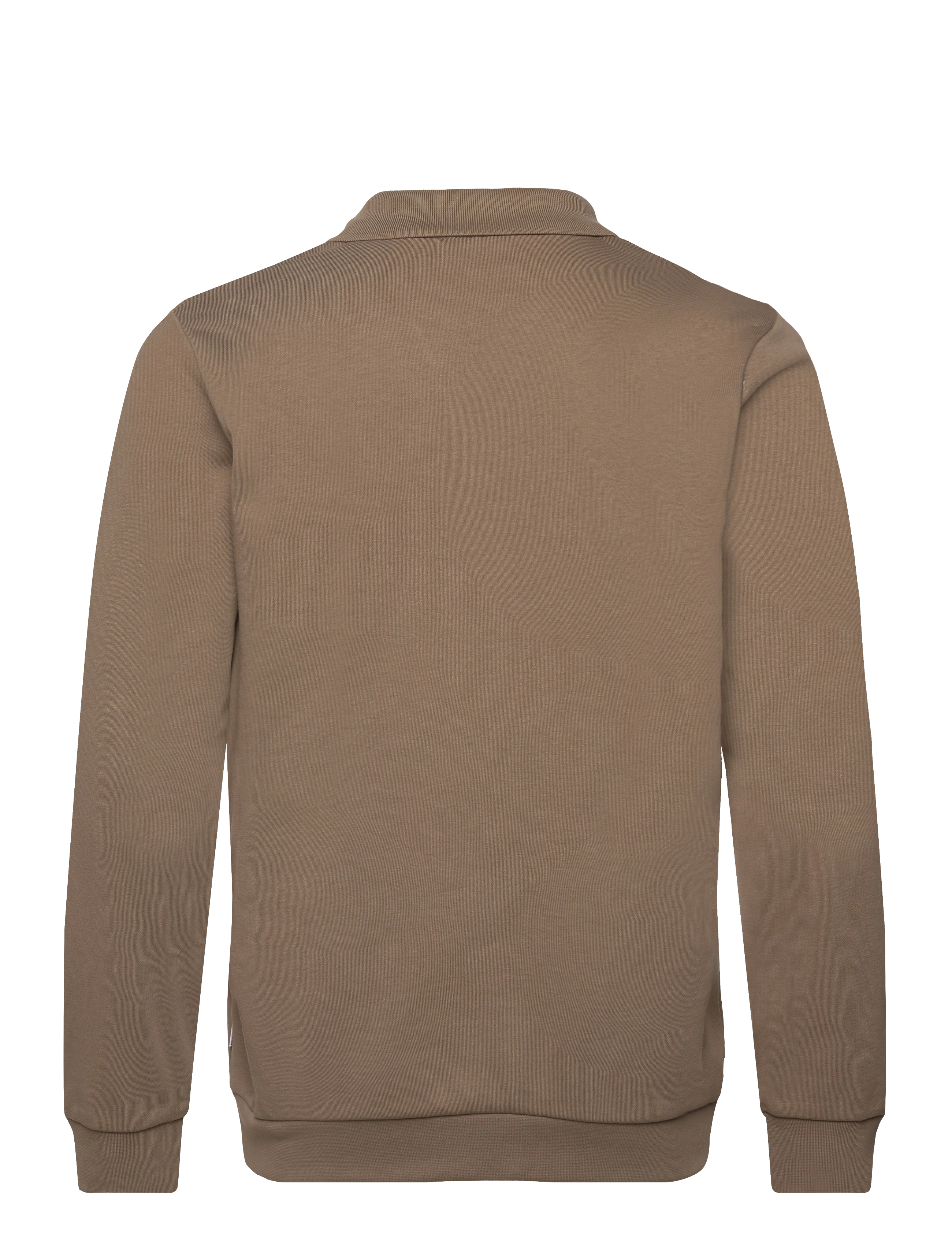 Lindbergh - Jersey split neck w. collar L/ - långärmade pikéer - dk stone - 2