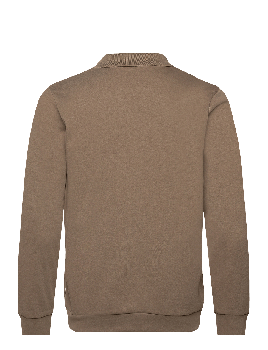Lindbergh - Jersey split neck w. collar L/ - langärmelig - dk stone - 2