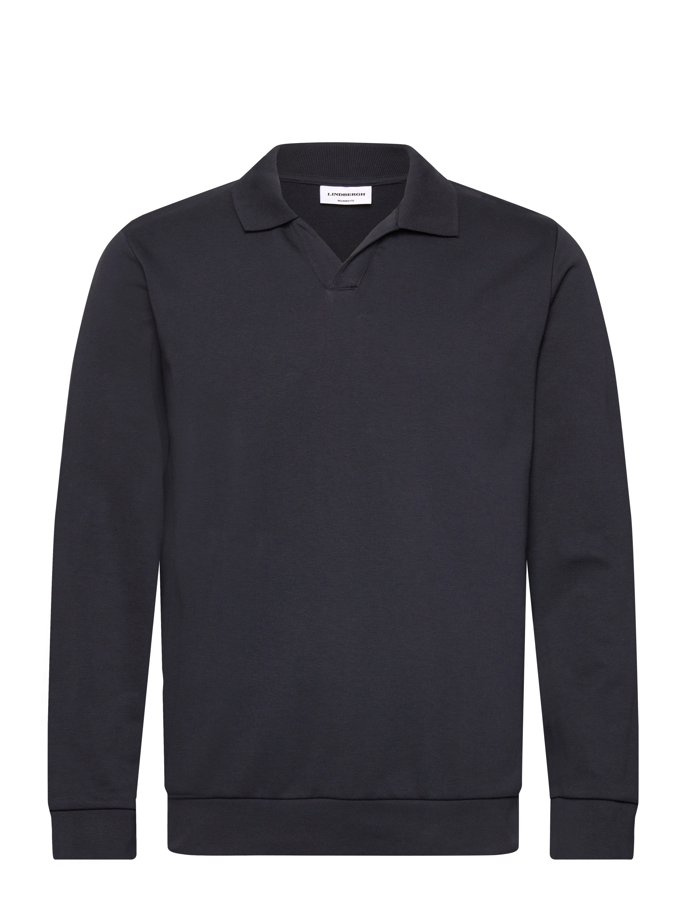 LINDBERGH Jersey Split Neck W. Collar L/ Navy - M - Herren
