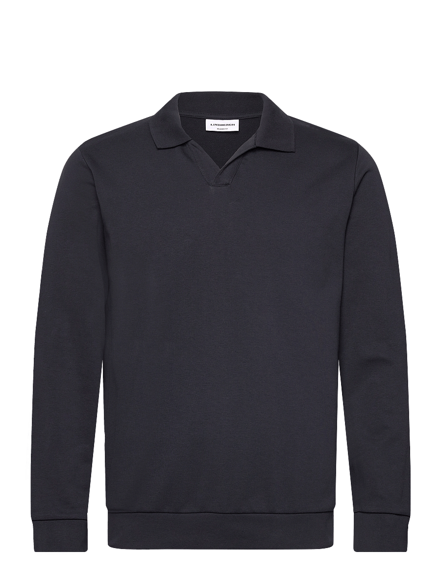 Lindbergh - Jersey split neck w. collar L/ - langärmelig - navy - 1