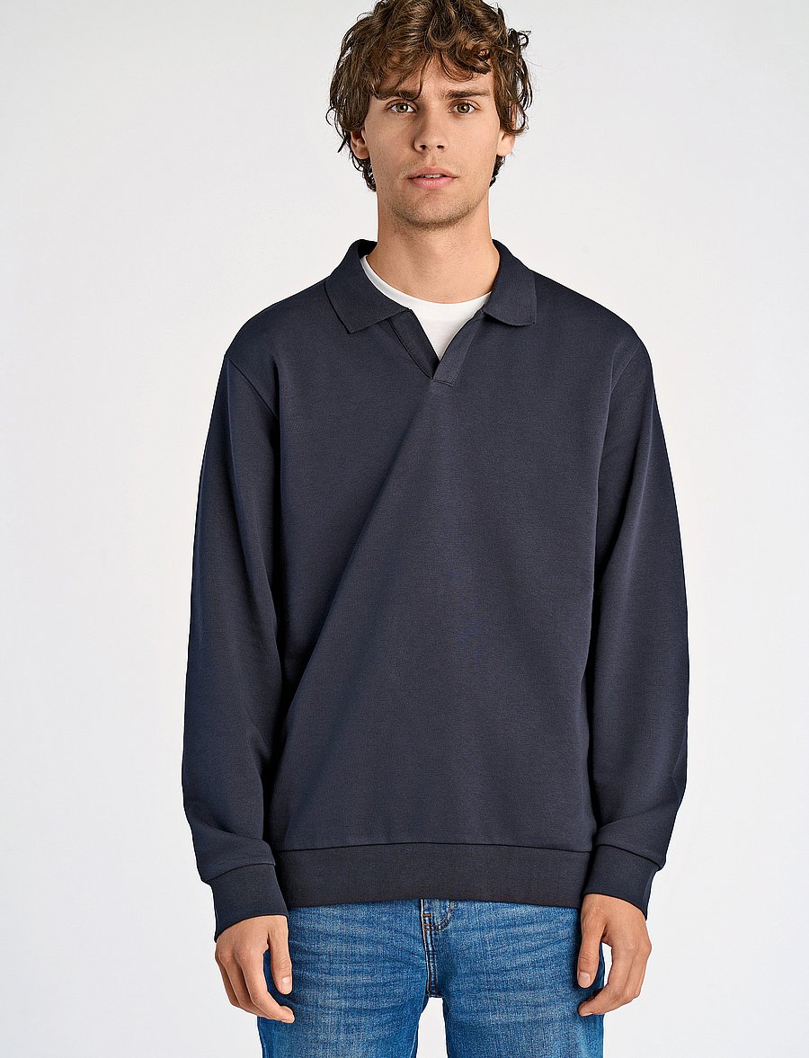 Lindbergh - Jersey split neck w. collar L/ - langärmelig - navy - 0