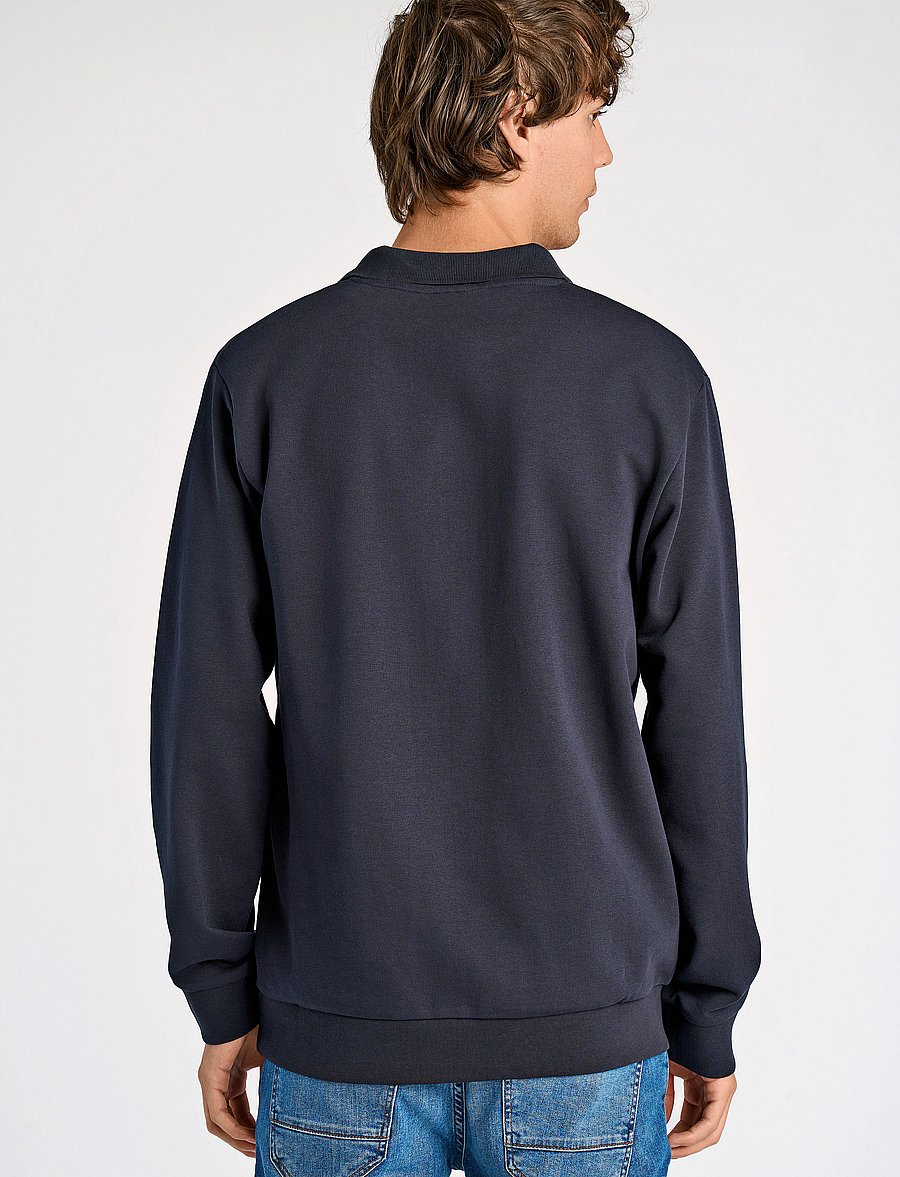 Lindbergh - Jersey split neck w. collar L/ - langärmelig - navy - 3