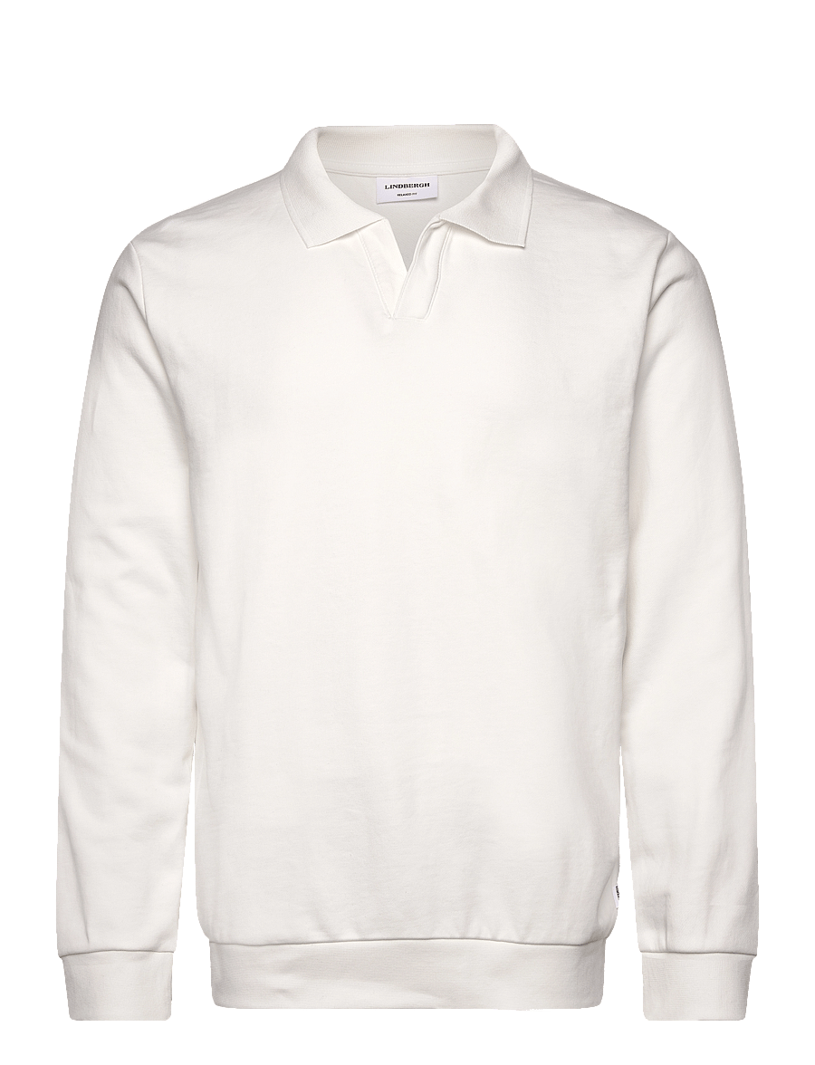 Lindbergh - Jersey split neck w. collar L/ - langärmelig - off white - 1