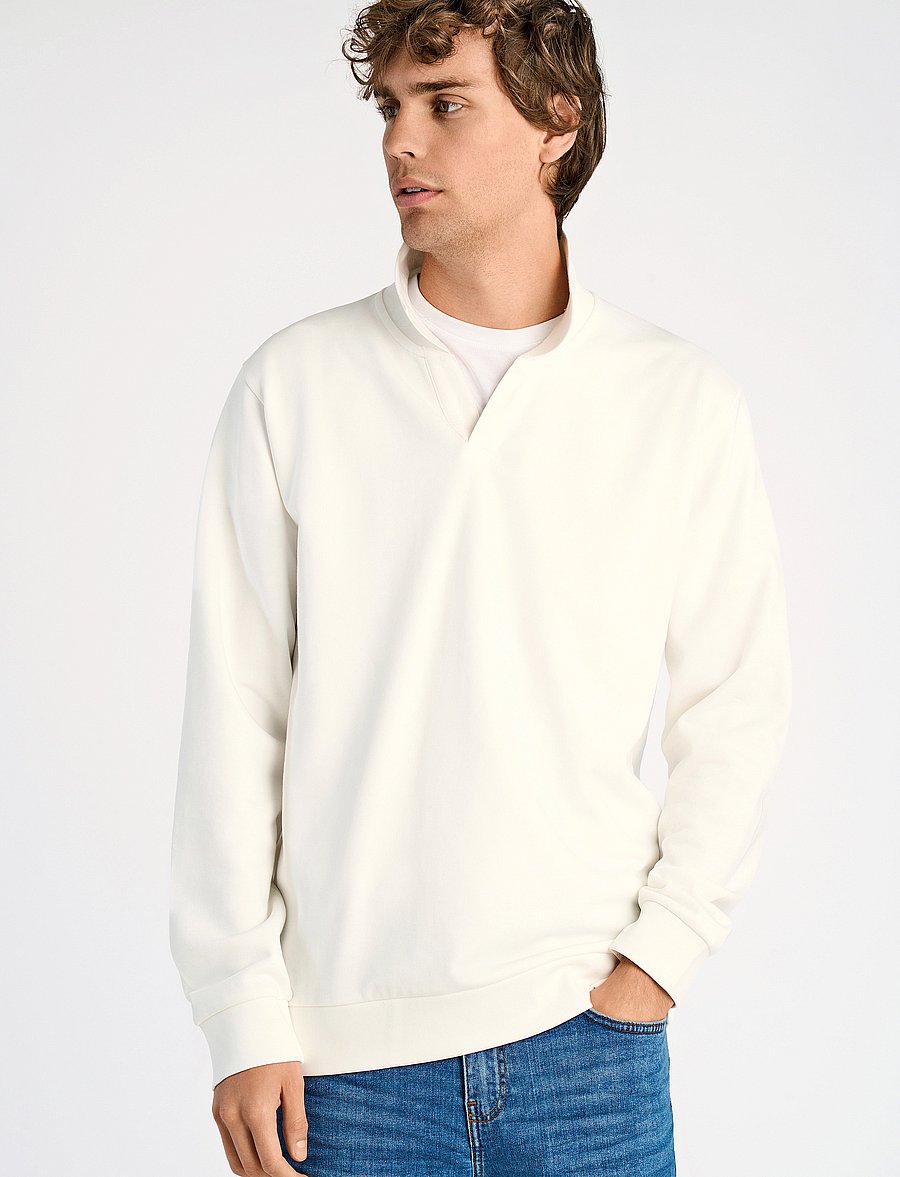 Lindbergh - Jersey split neck w. collar L/ - langärmelig - off white - 0