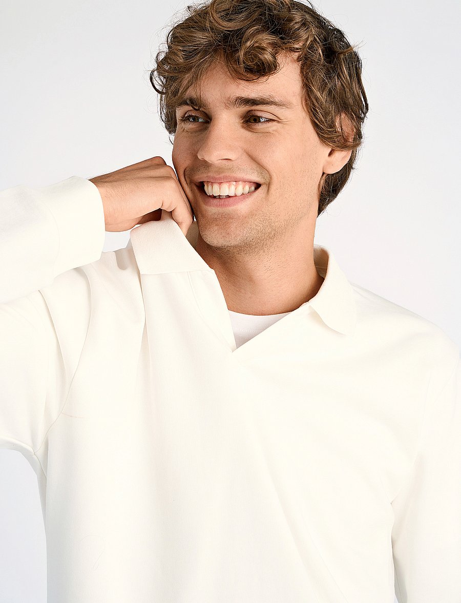 Lindbergh - Jersey split neck w. collar L/ - langärmelig - off white - 5