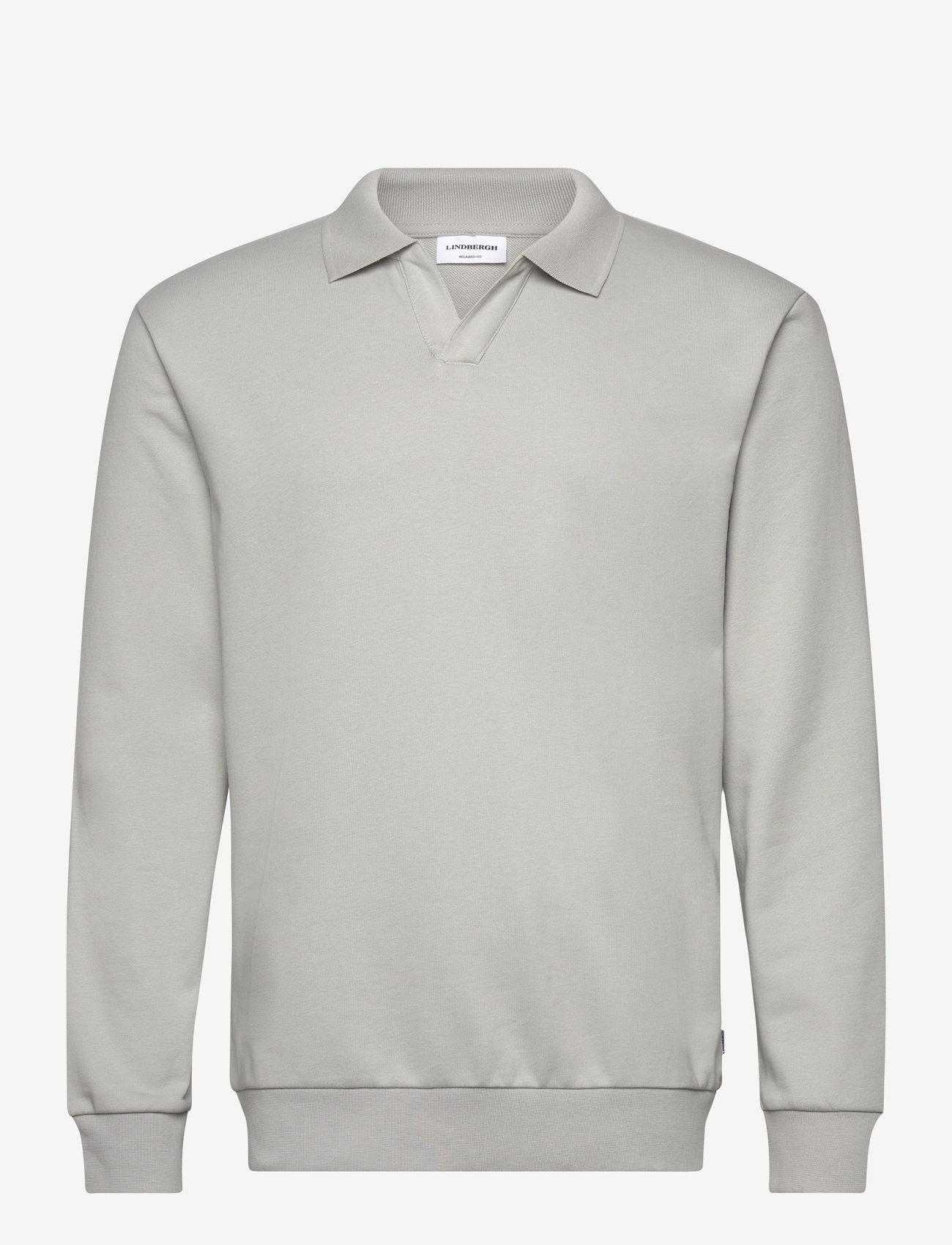 Lindbergh - Jersey split neck w. collar L/ - langærmede poloer - soft grey - 0